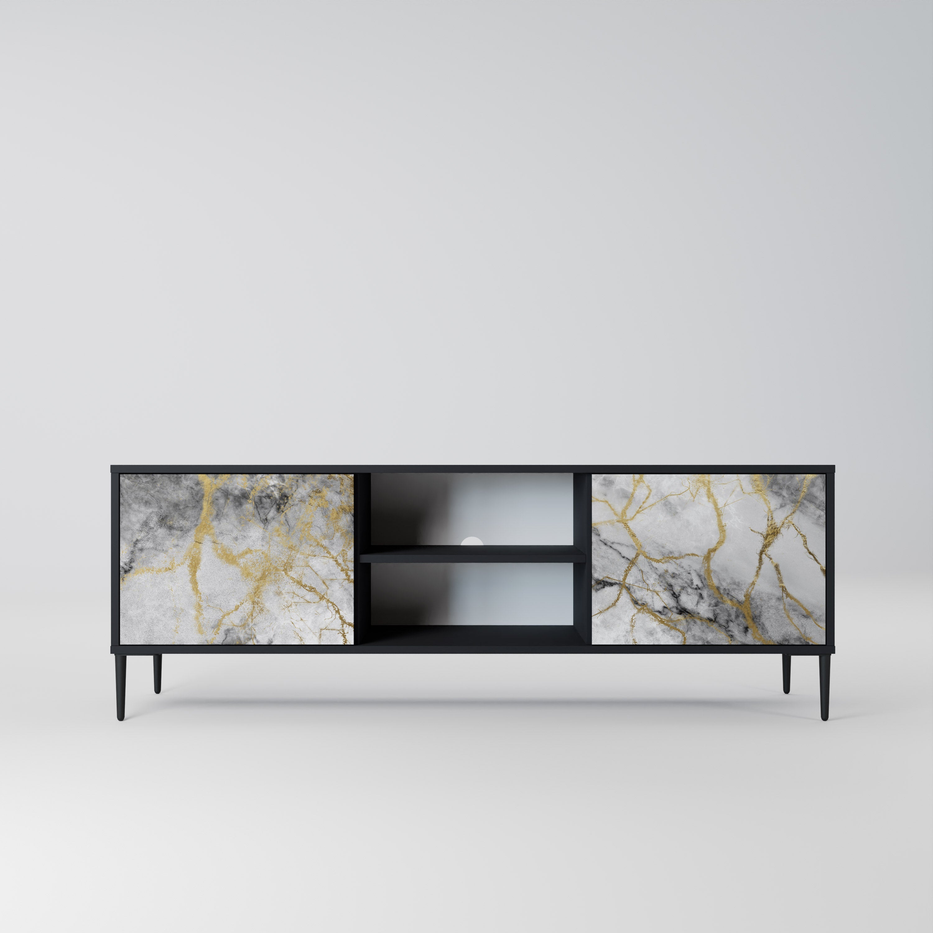 TIMELESS GLIDE 2-Door TV Stand in Black Finish