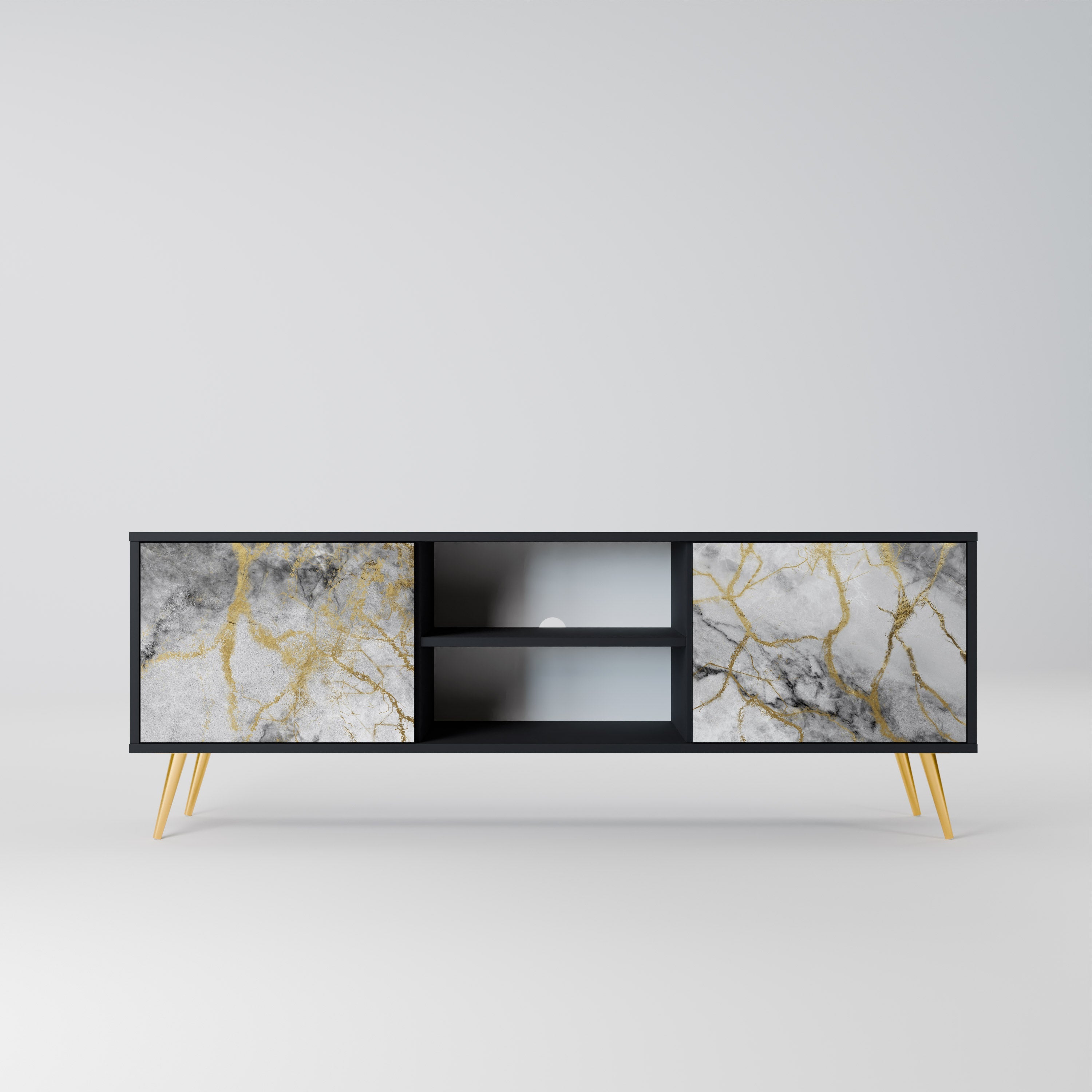 TIMELESS GLIDE 2-Door TV Stand in Black Finish