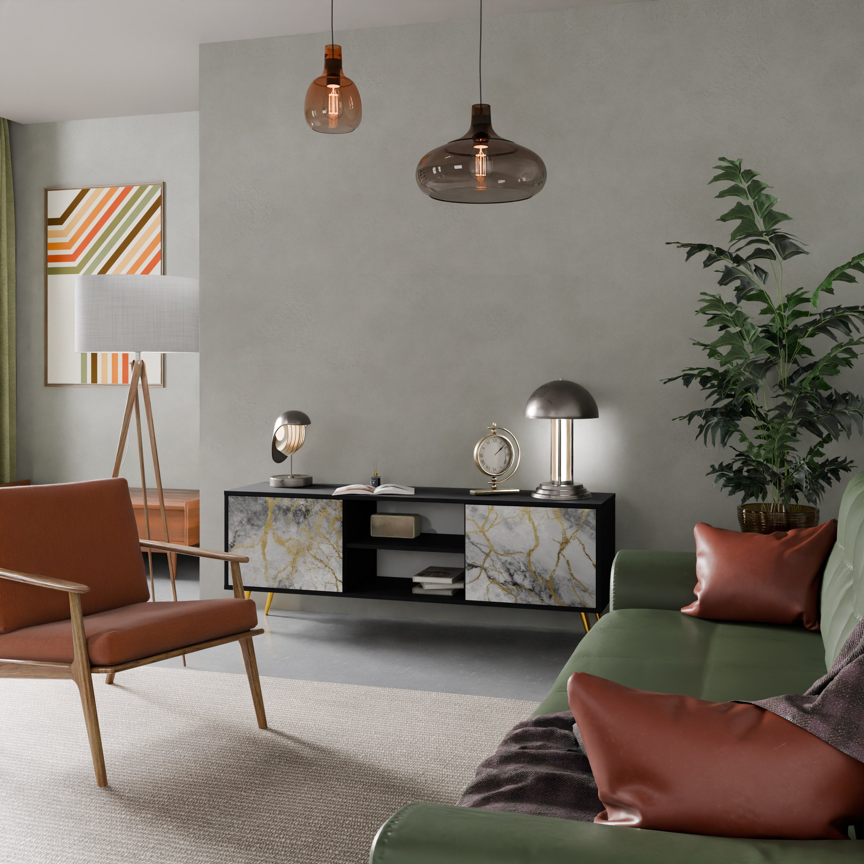 TIMELESS GLIDE 2-Door TV Stand in Black Finish