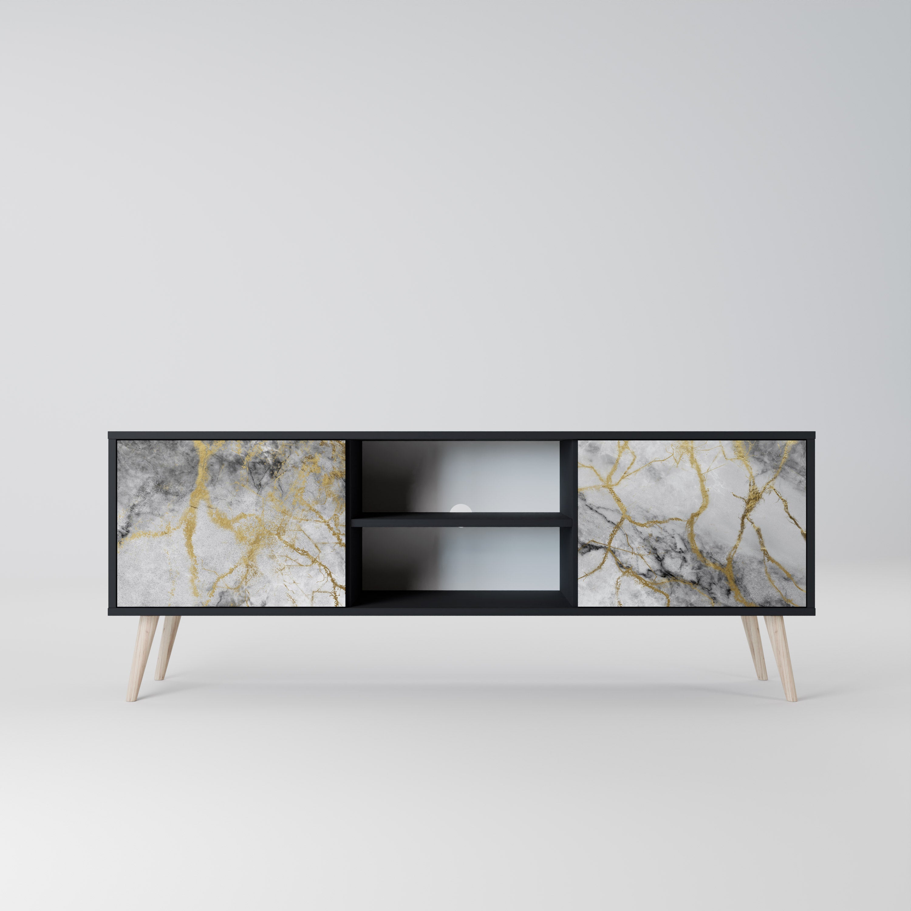 TIMELESS GLIDE 2-Door TV Stand in Black Finish