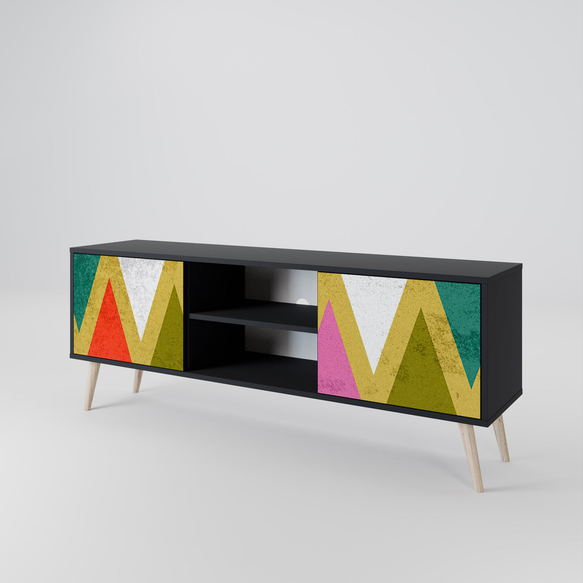 COLORFUL TRIANGLES 2-Door TV Cabinet