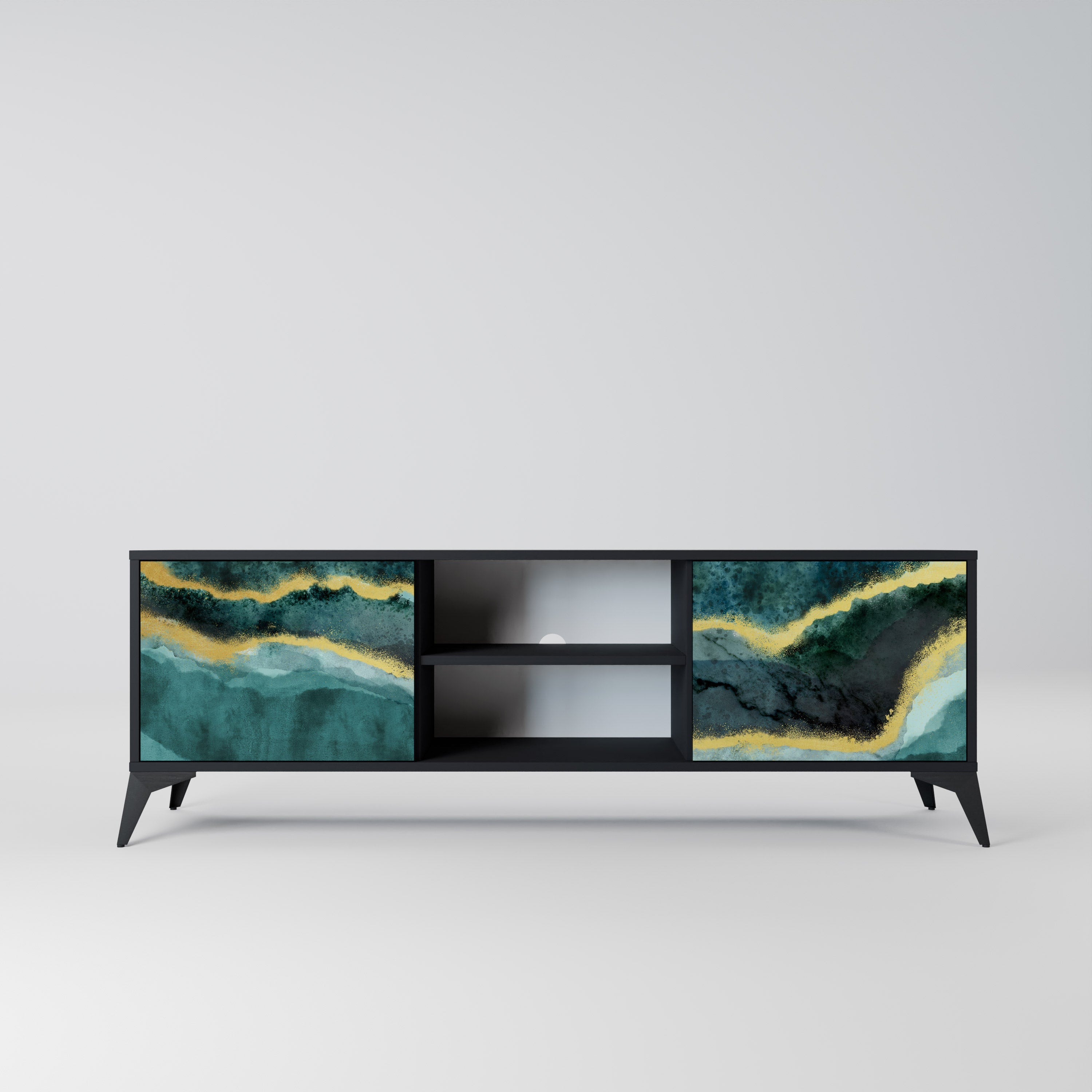 GOLDRUSH ODYSSEY 2-Door TV Stand in Black Finish