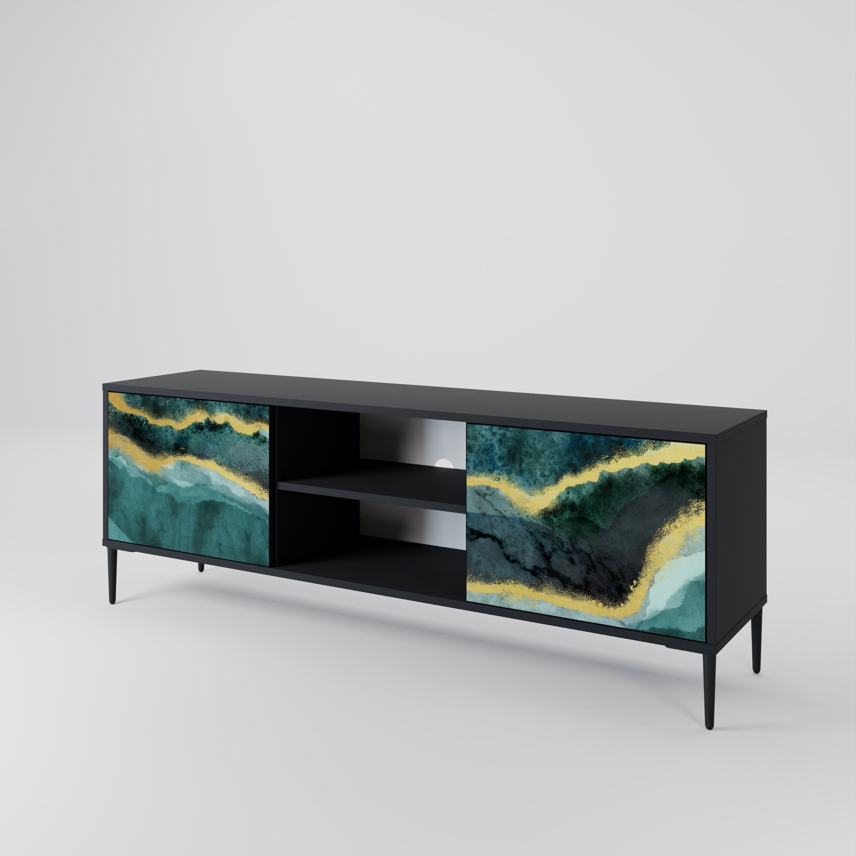 GOLDRUSH ODYSSEY 2-Door TV Stand in Black Finish