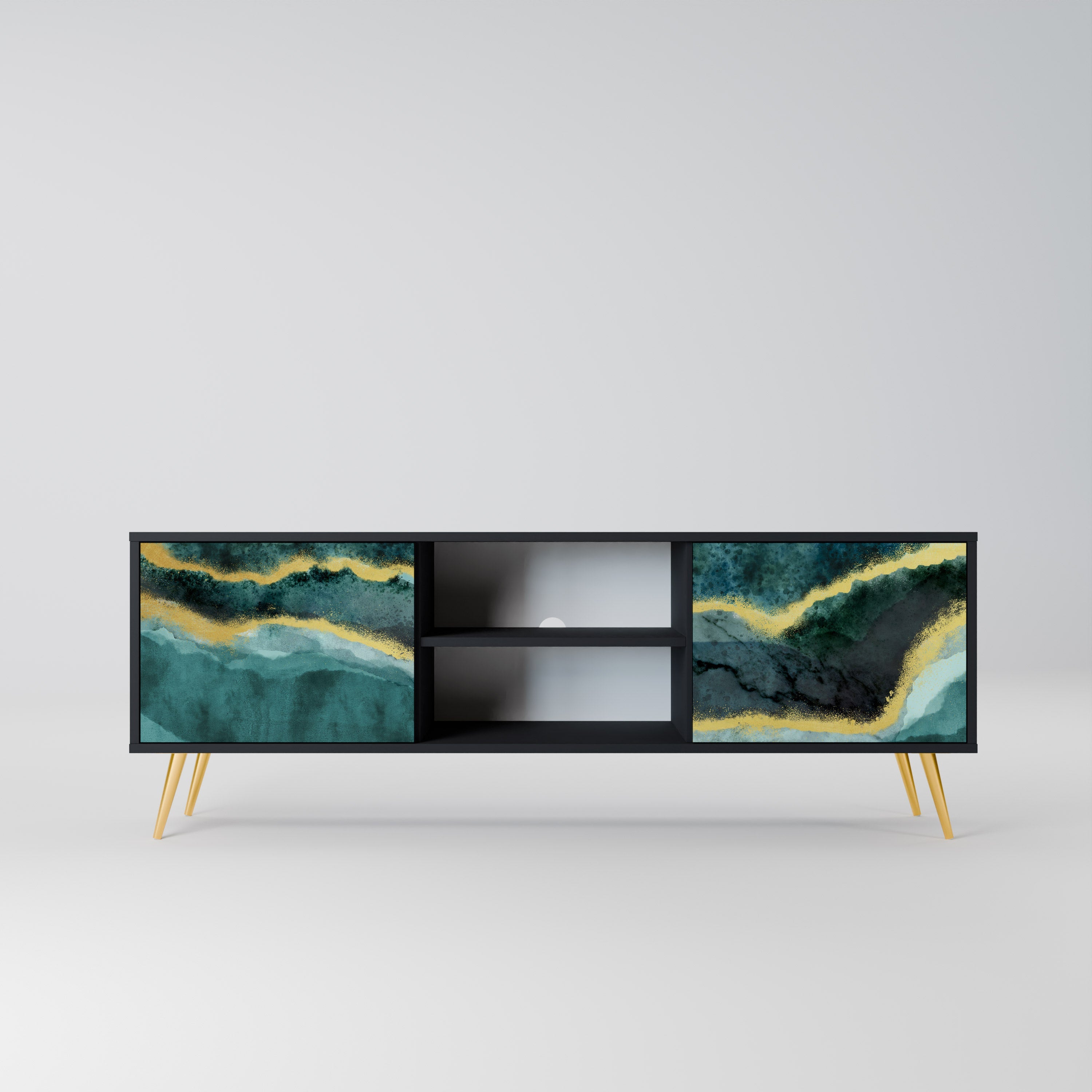 GOLDRUSH ODYSSEY 2-Door TV Stand in Black Finish