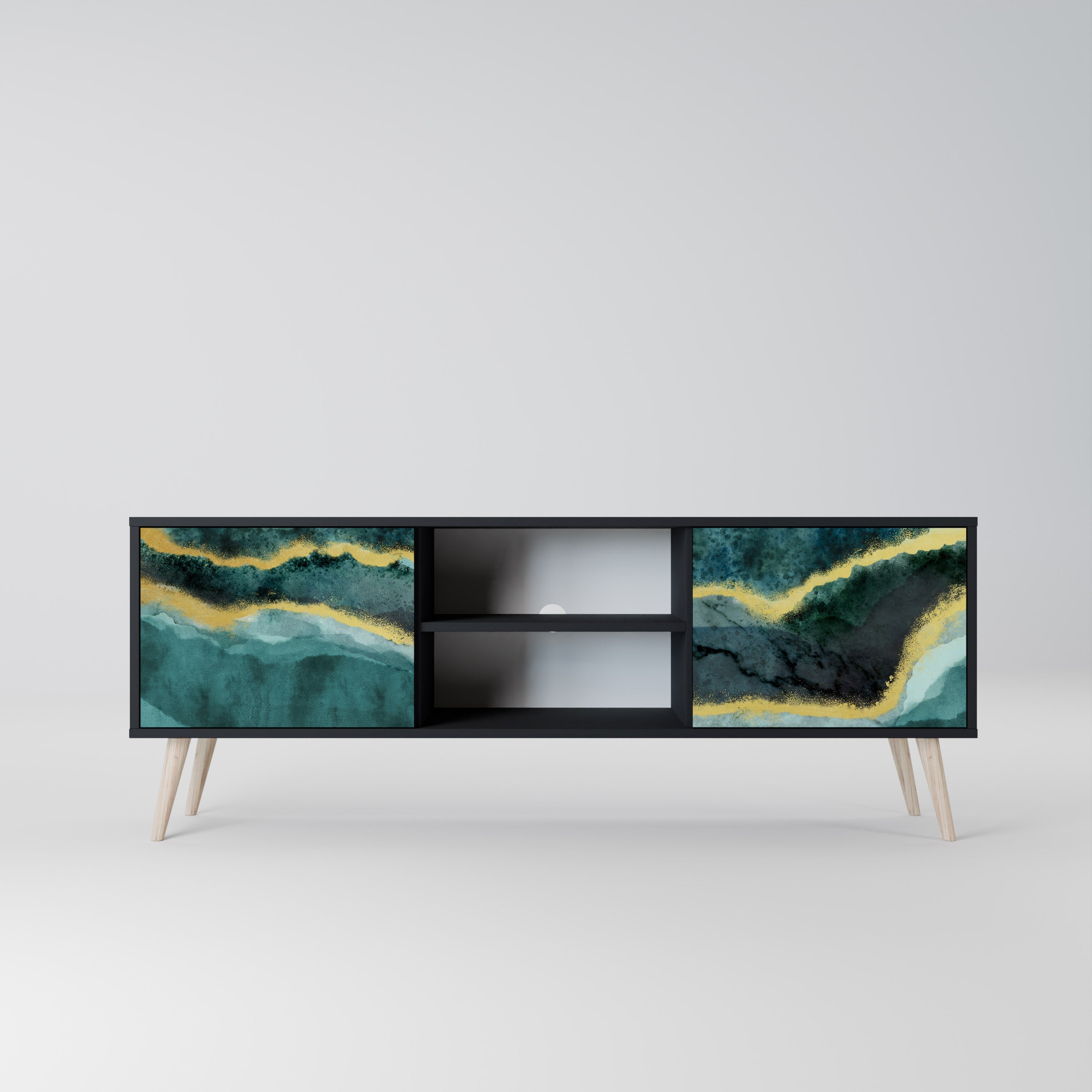 GOLDRUSH ODYSSEY 2-Door TV Stand in Black Finish