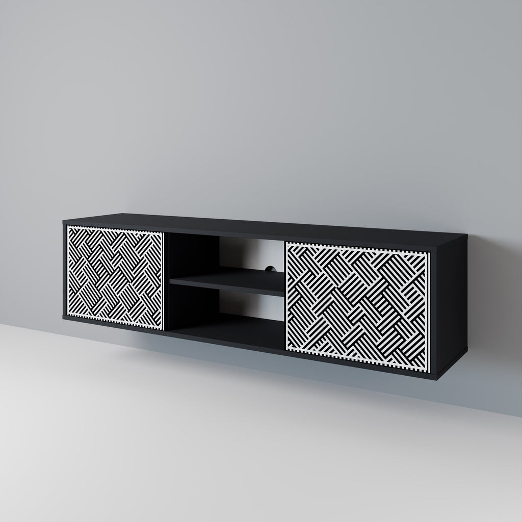 TEMPORARY SEQUENCE 2-Door TV Stand in Black Finish