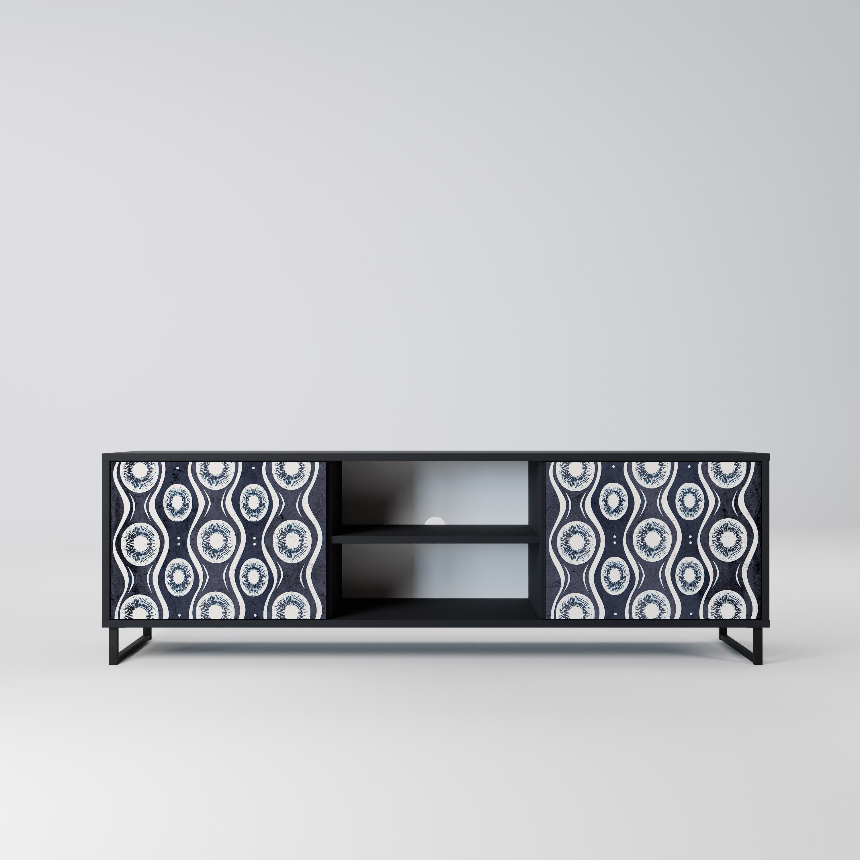 GRAPHITE EYES 2-Door TV Stand in Black Finish