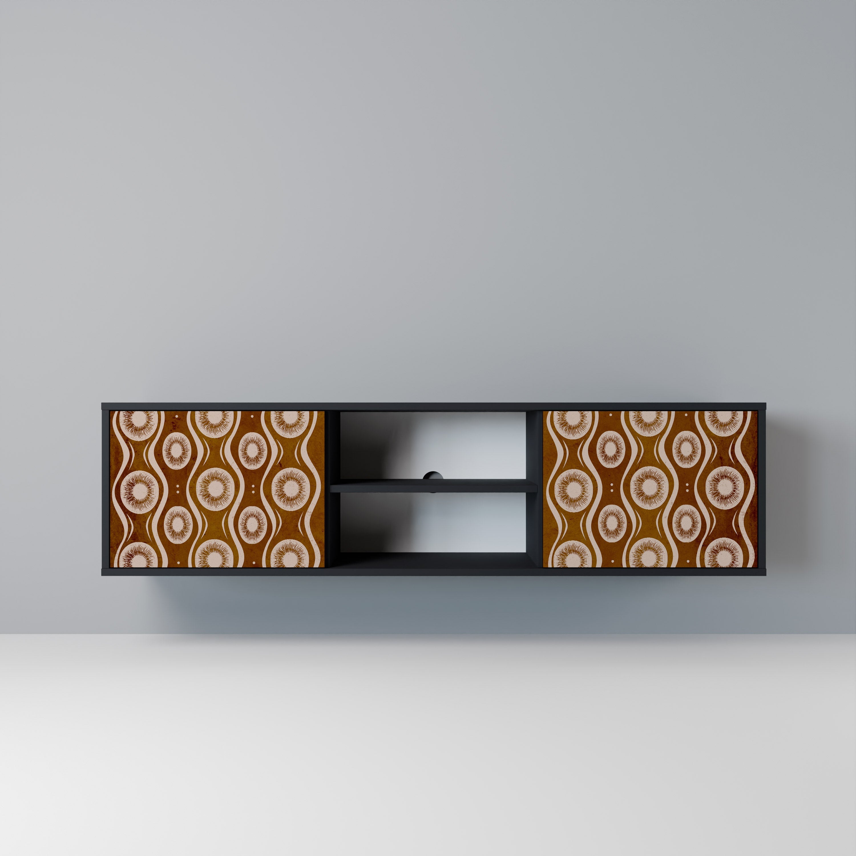 BROWN EYES 2-Door TV Stand in Black Finish