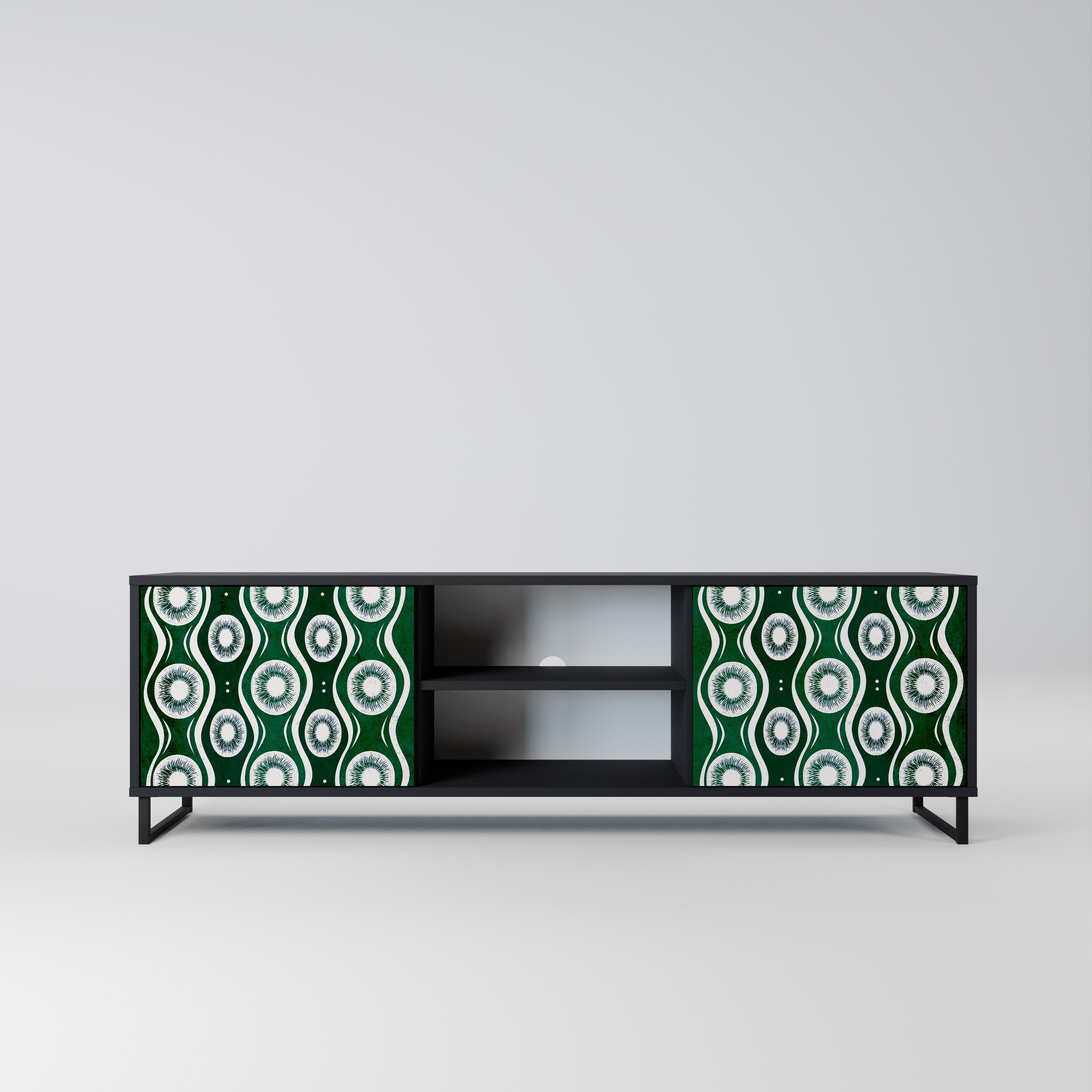 GREEN EYES 2-Door TV Stand in Black Finish