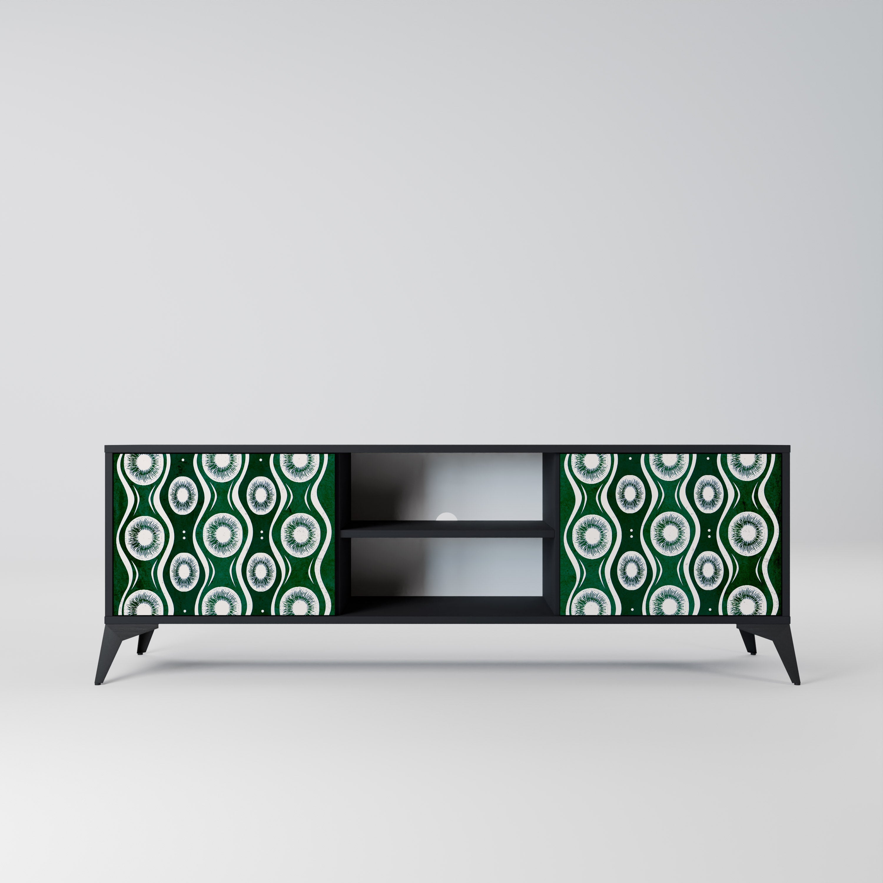 GREEN EYES 2-Door TV Stand in Black Finish
