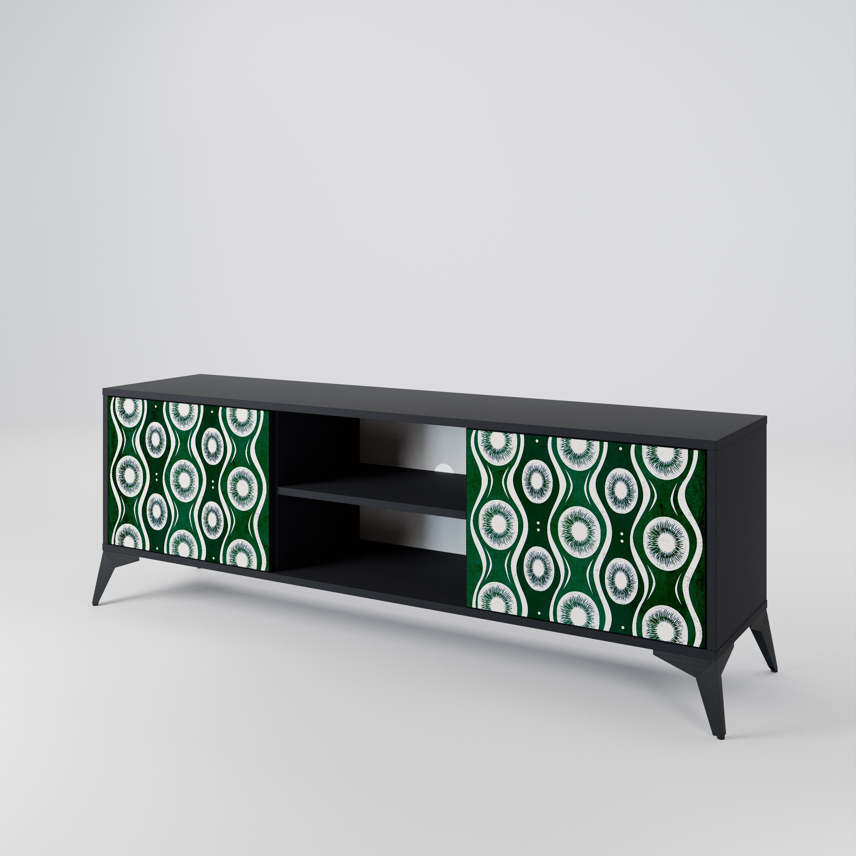 GREEN EYES 2-Door TV Stand in Black Finish