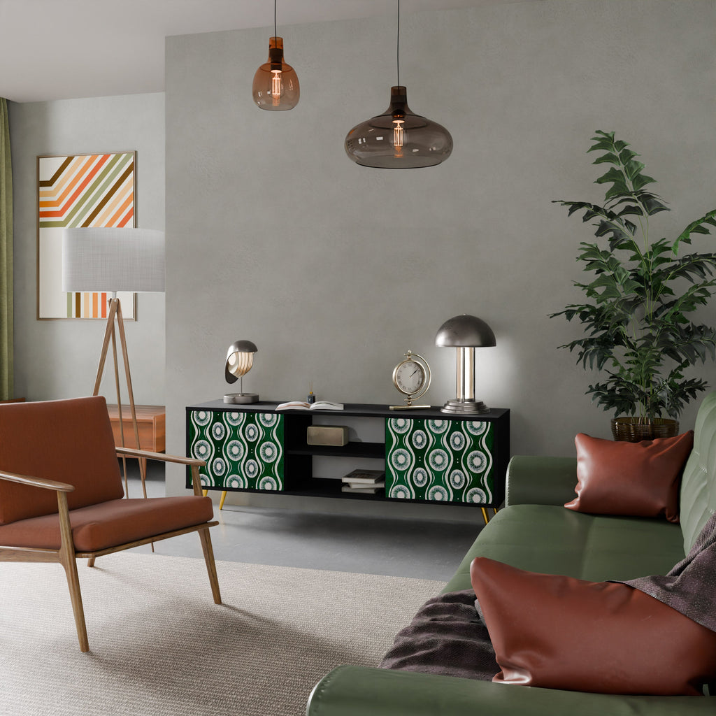 GREEN EYES 2-Door TV Stand in Black Finish