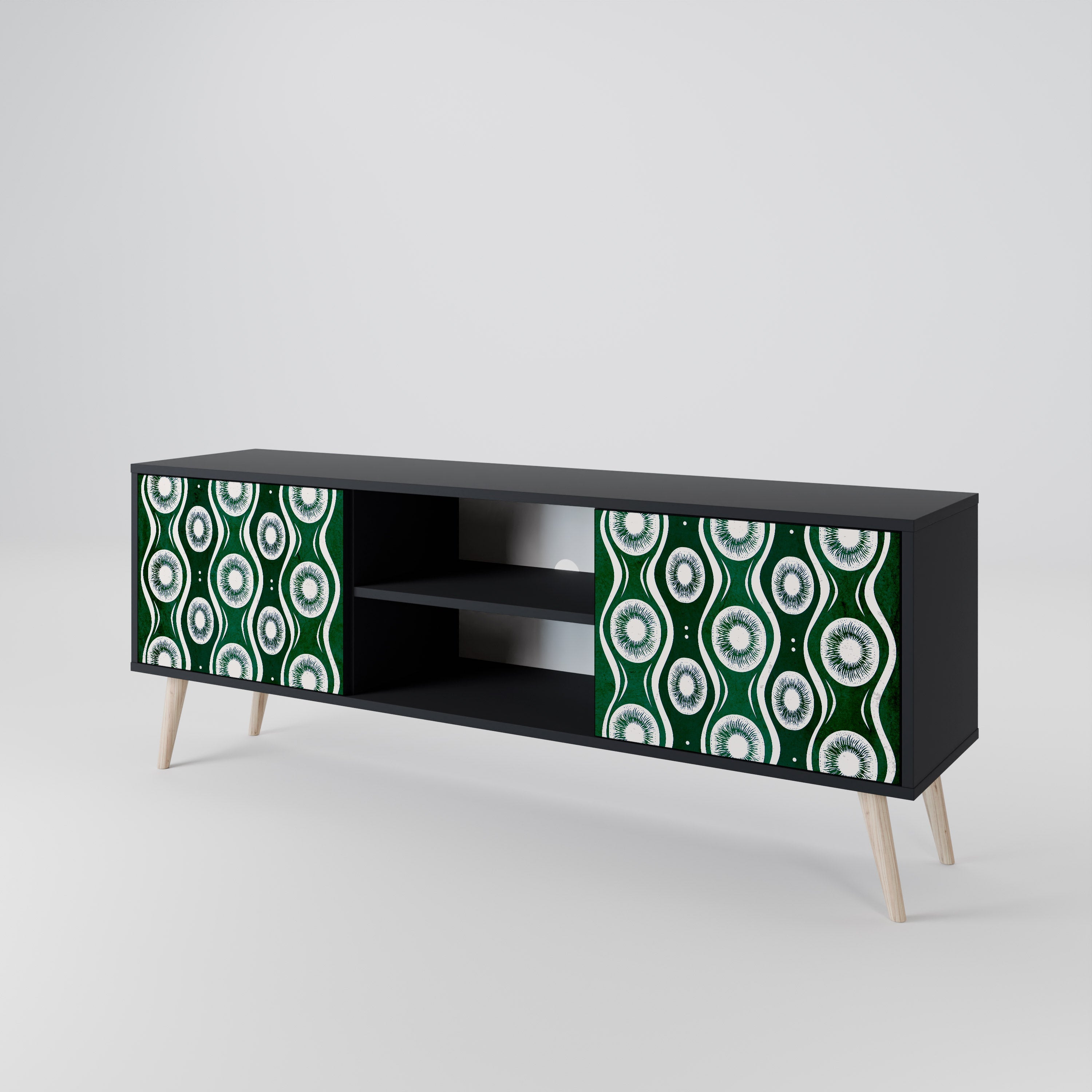 GREEN EYES 2-Door TV Stand in Black Finish
