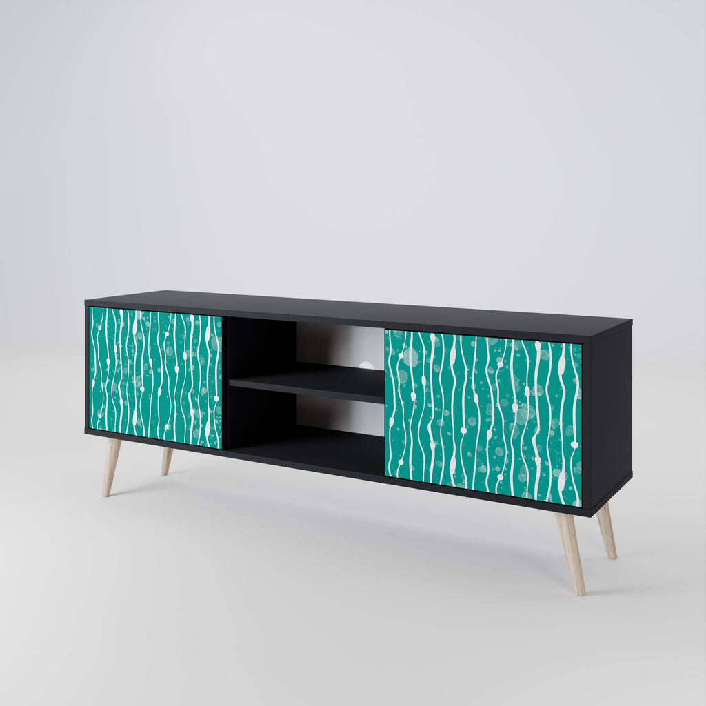 TURQUOISE RAIN 2-Door TV Stand in Black Finish