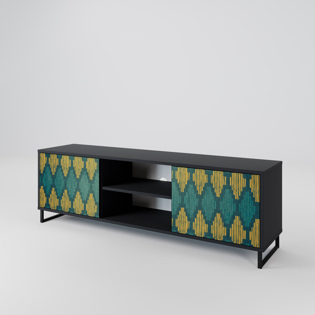 POLYGONS 2-Door TV Stand in Black Finish