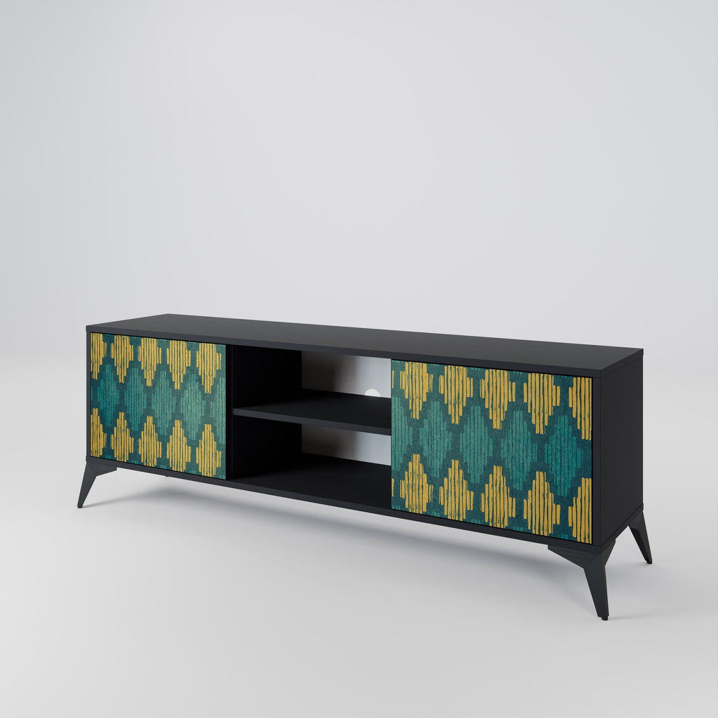 POLYGONS 2-Door TV Stand in Black Finish