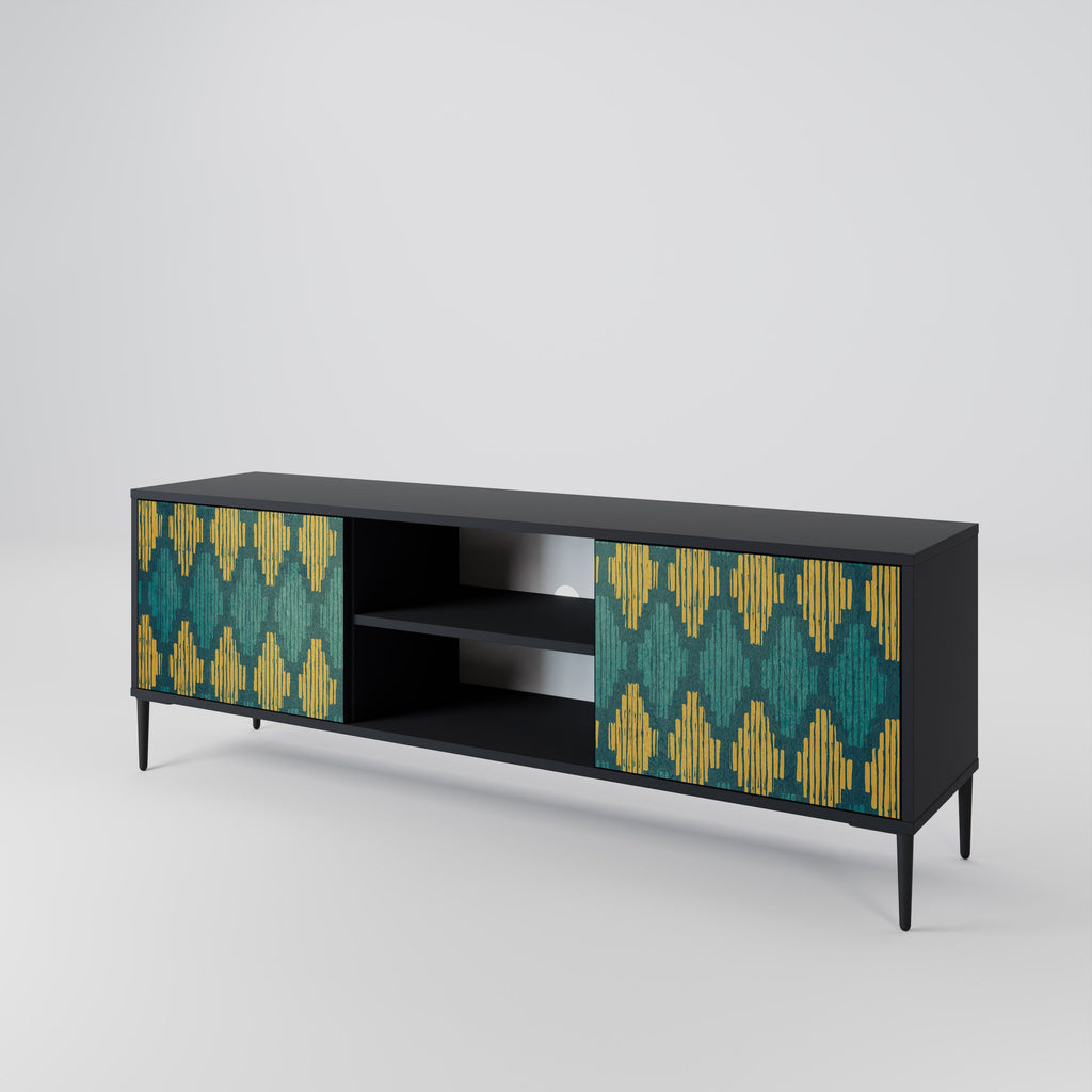 POLYGONS 2-Door TV Stand in Black Finish