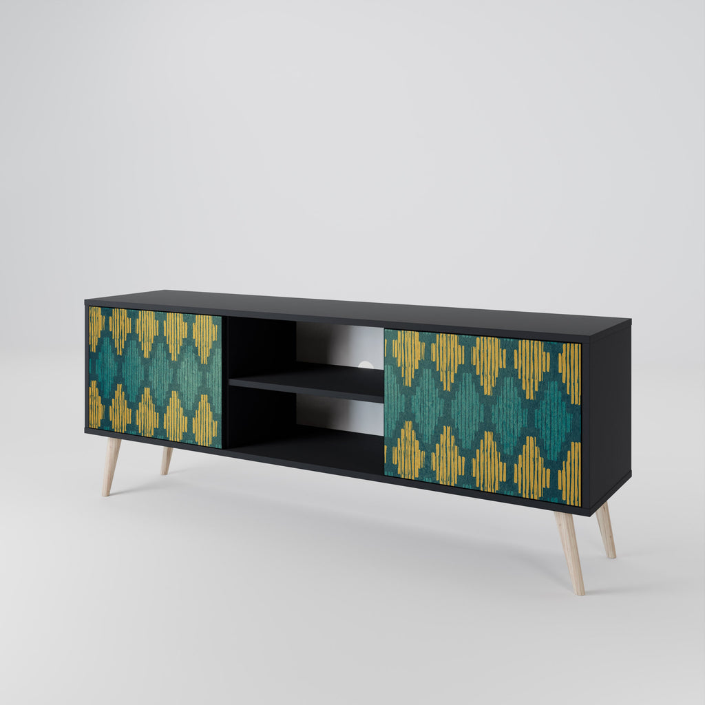 POLYGONS 2-Door TV Stand in Black Finish