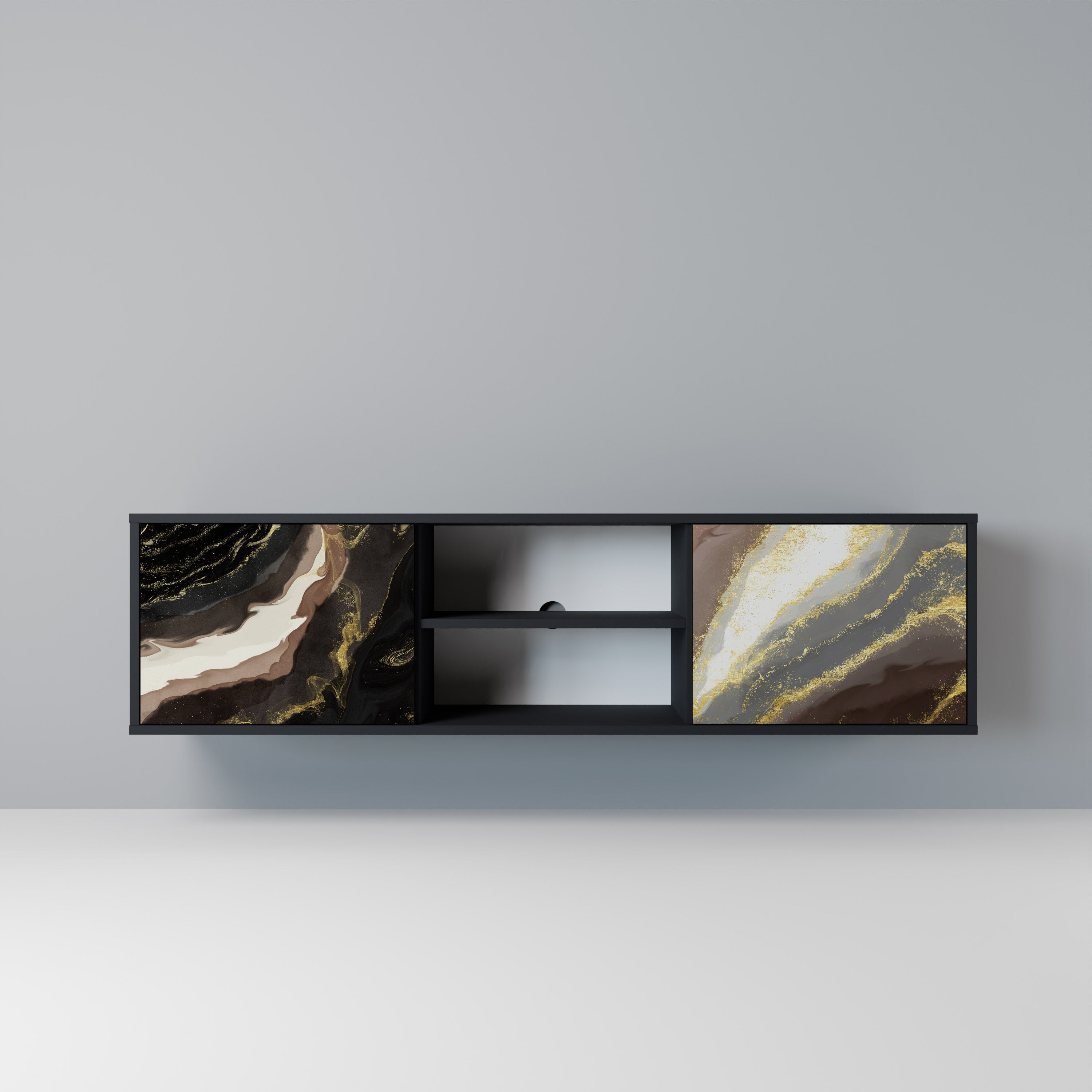 GOLD DUST 2-Door TV Stand in Black Finish