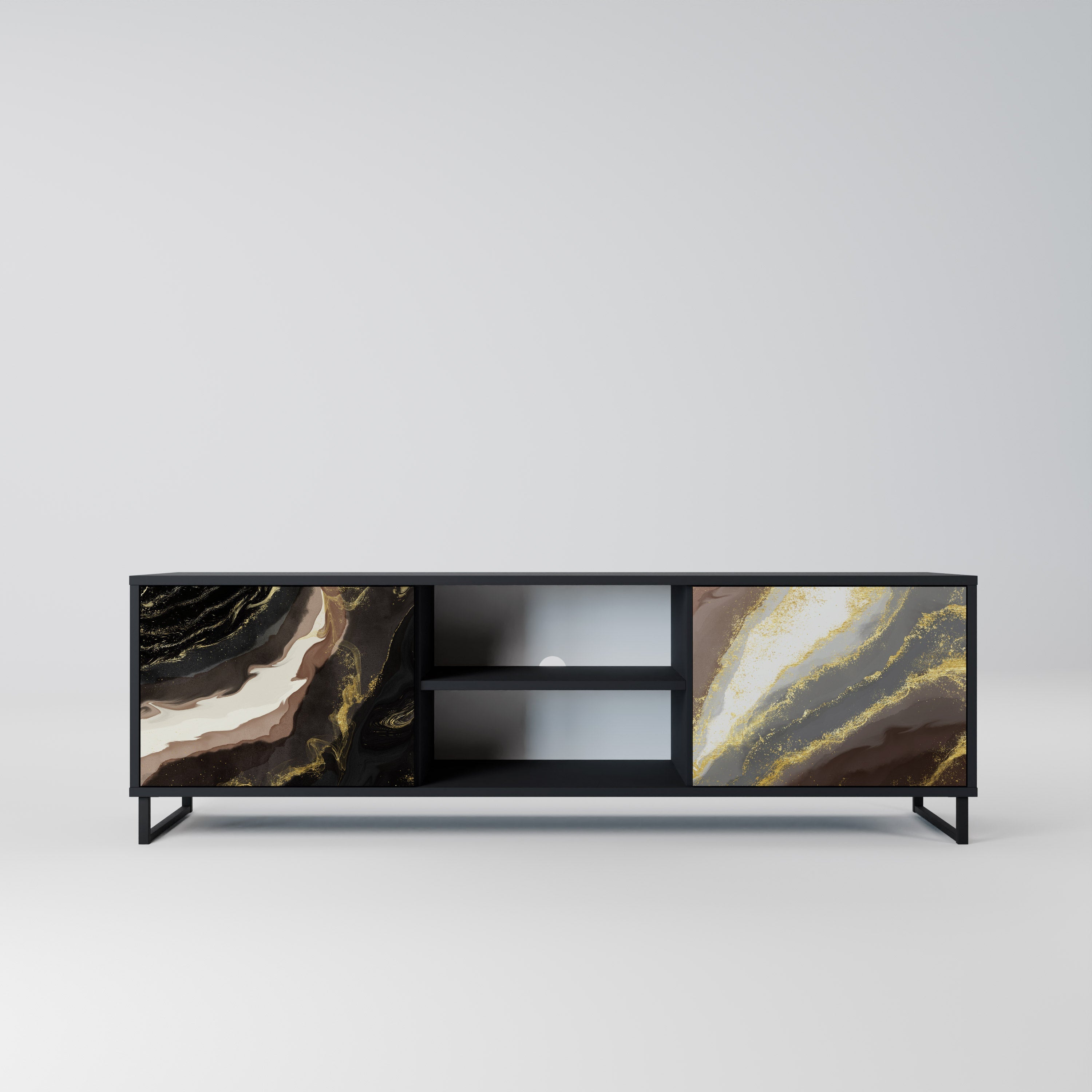 GOLD DUST 2-Door TV Stand in Black Finish