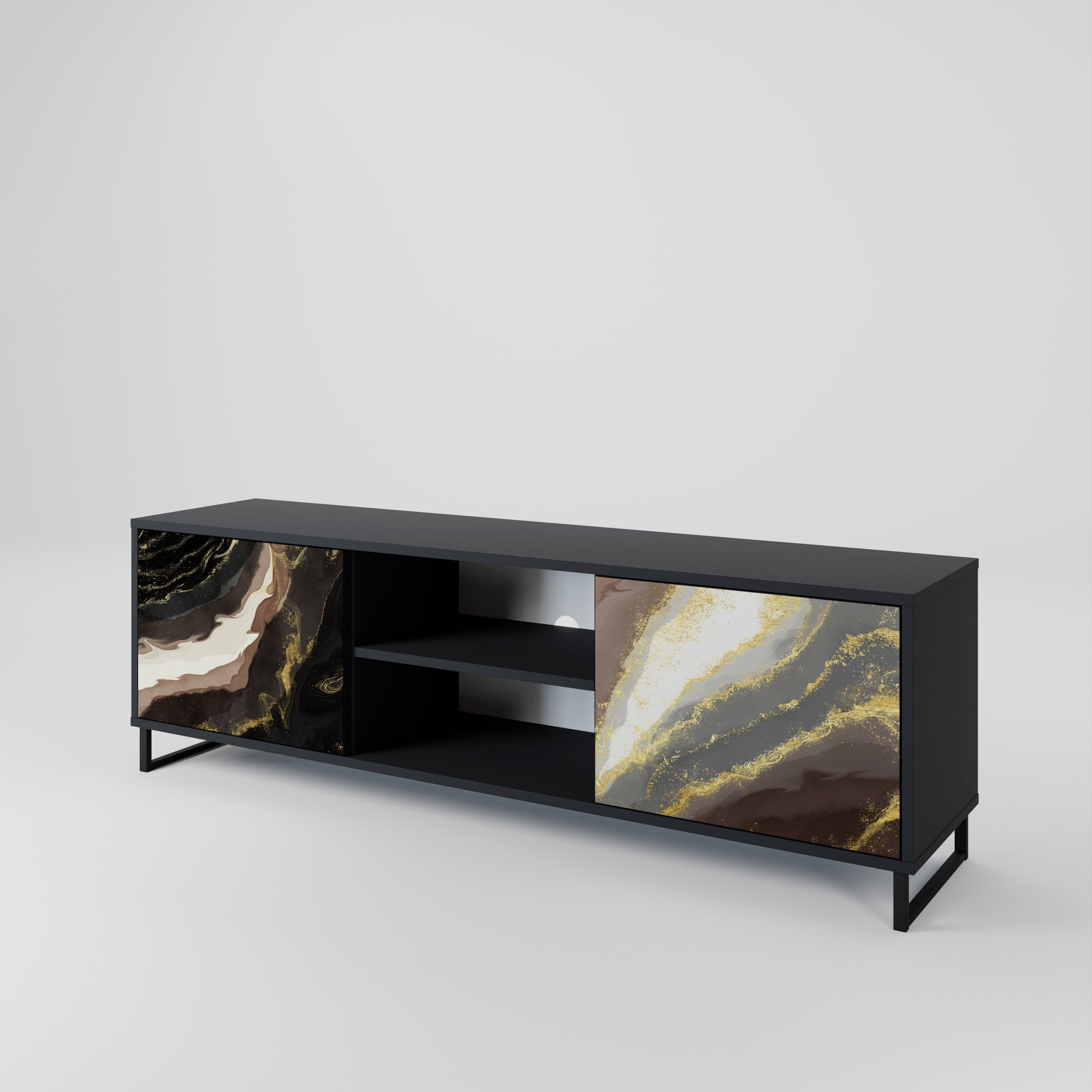 GOLD DUST 2-Door TV Stand in Black Finish
