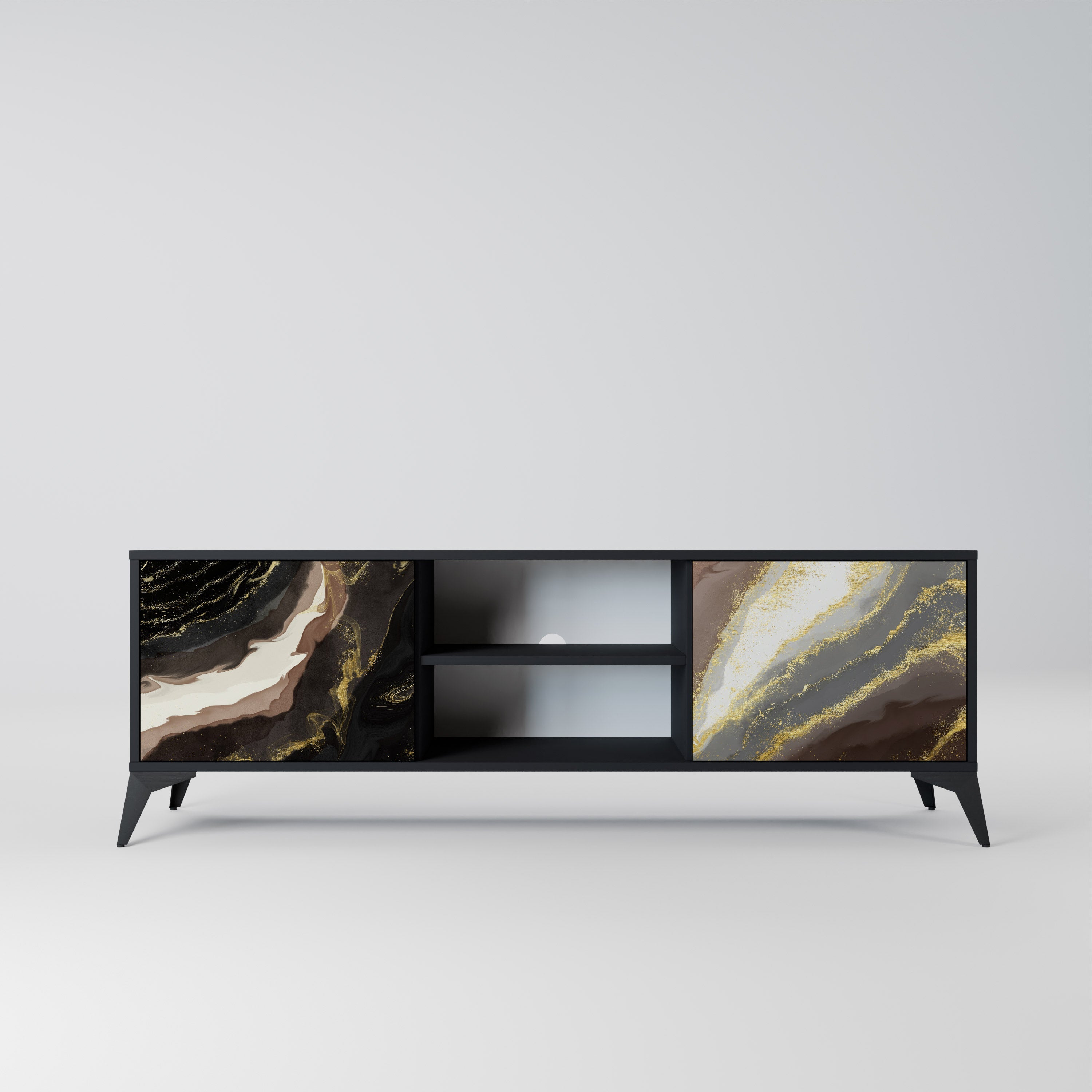 GOLD DUST 2-Door TV Stand in Black Finish