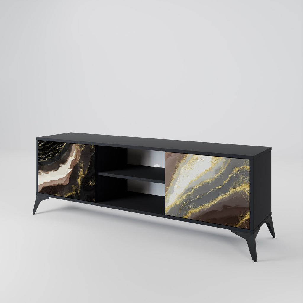 GOLD DUST 2-Door TV Stand in Black Finish