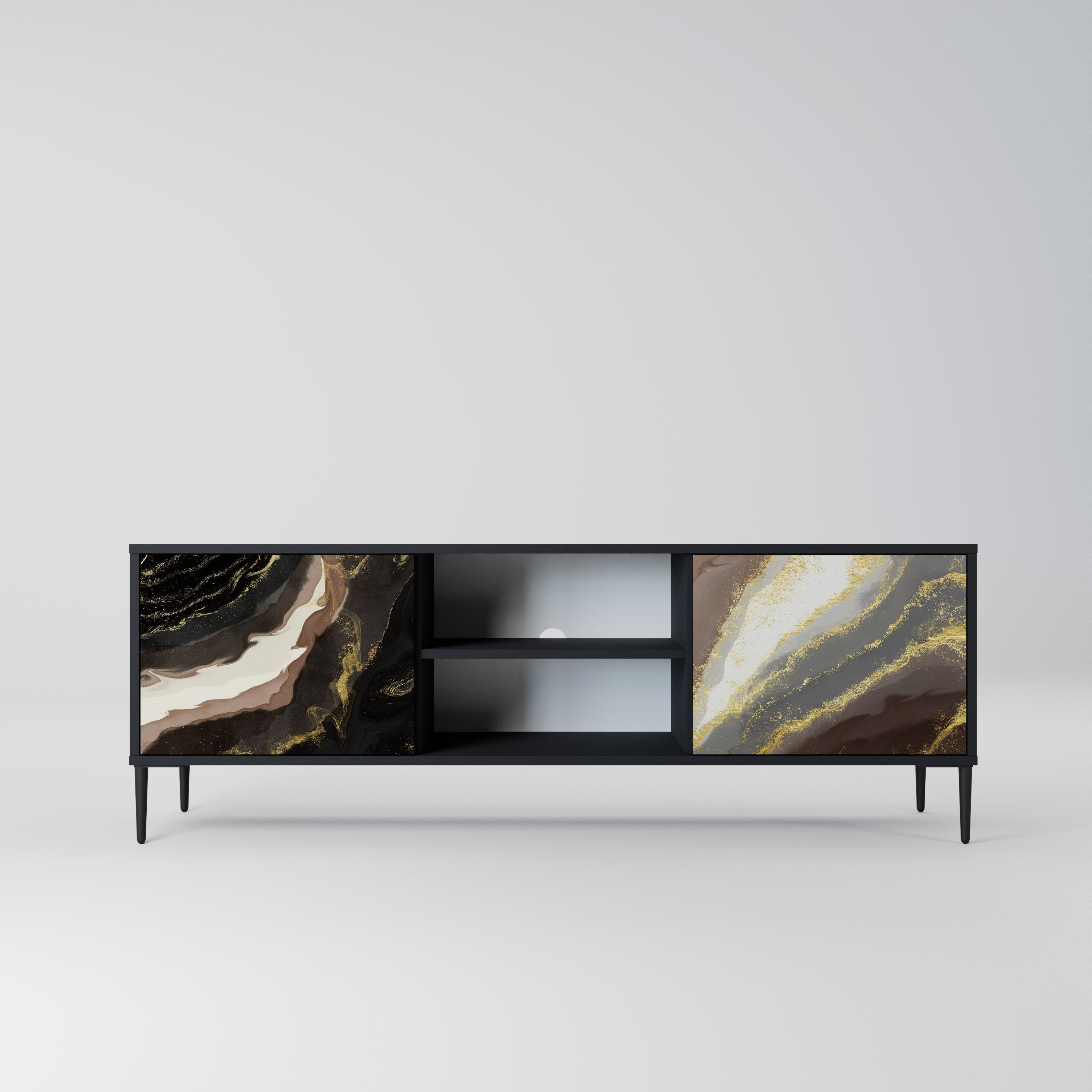 GOLD DUST 2-Door TV Stand in Black Finish