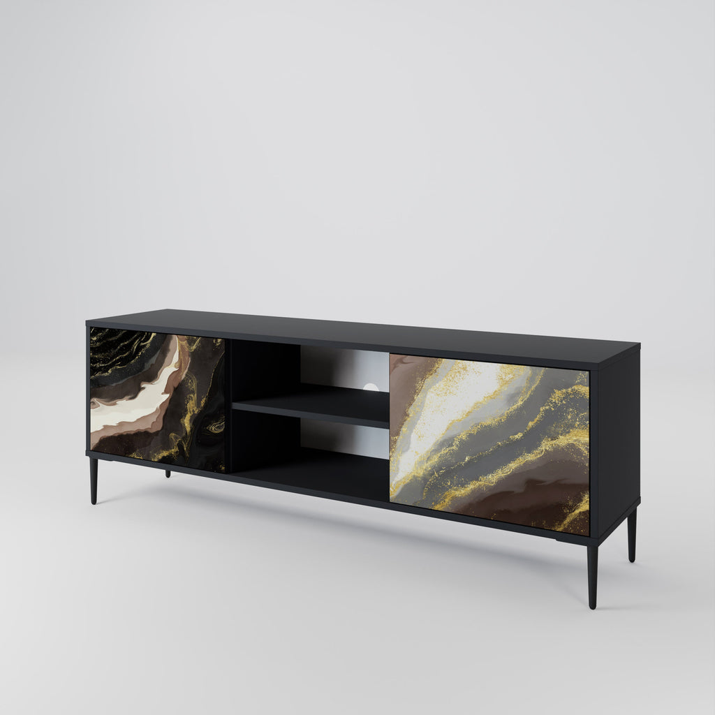 GOLD DUST 2-Door TV Stand in Black Finish