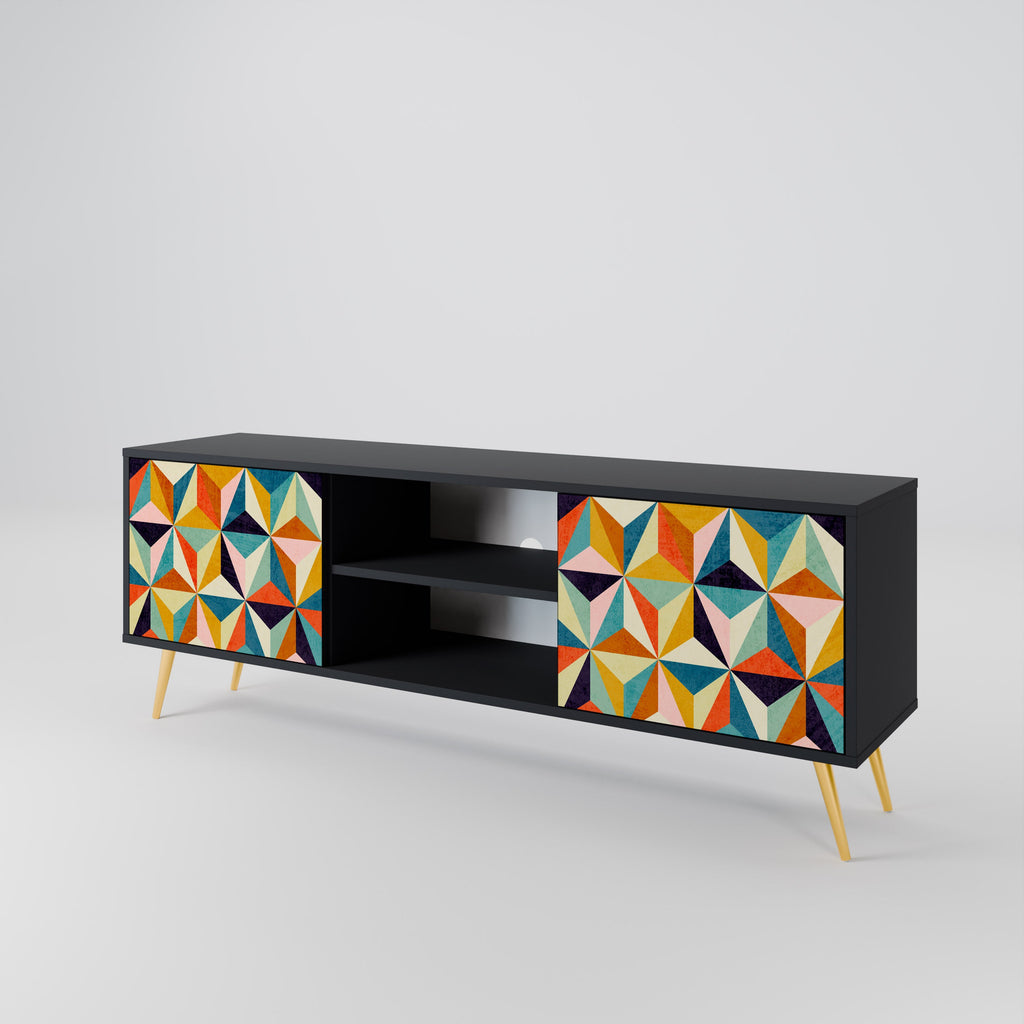 TESSELATE TREASURES 2-Door TV Stand in Black Finish