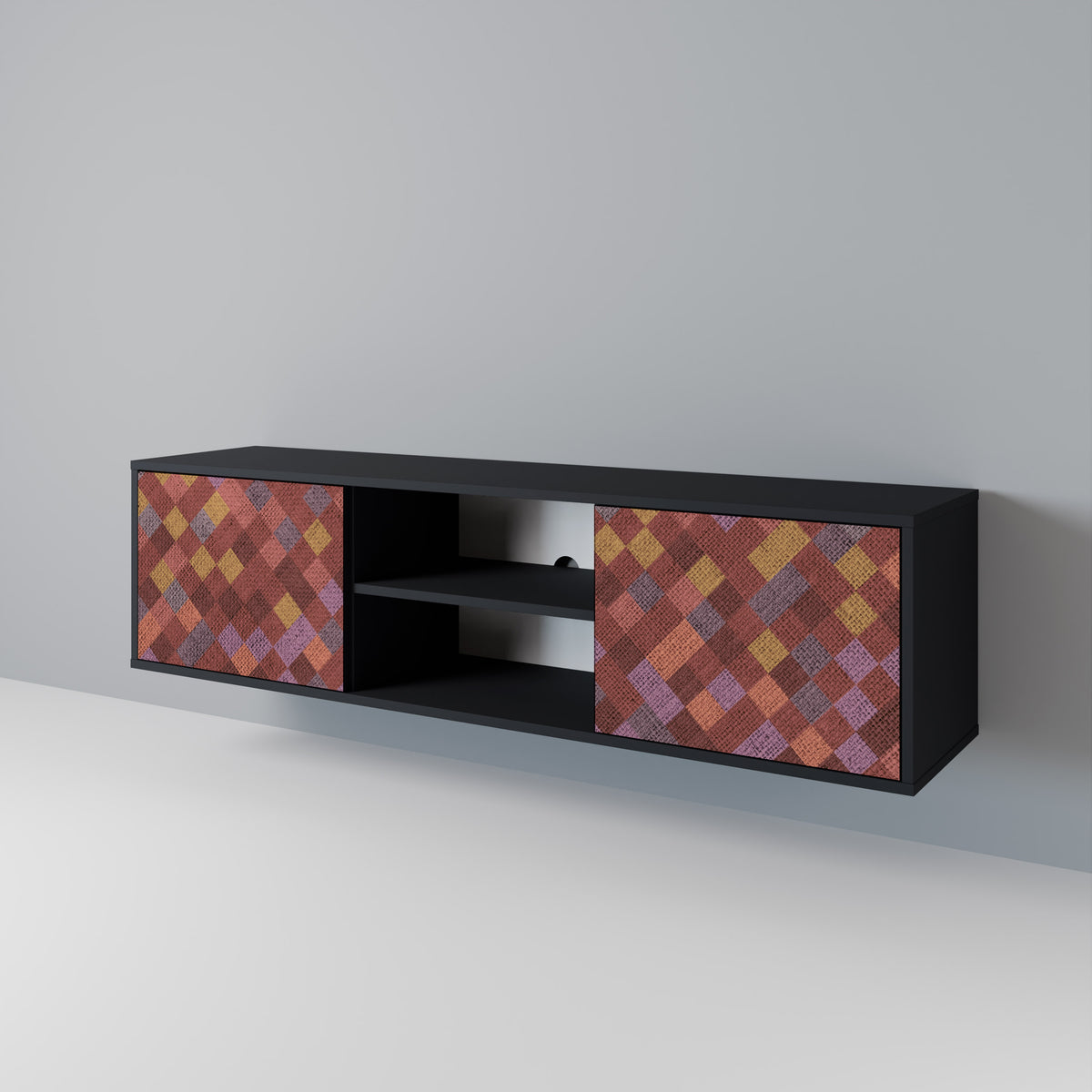 PAINTED SQUARES 2-Door TV Cabinet