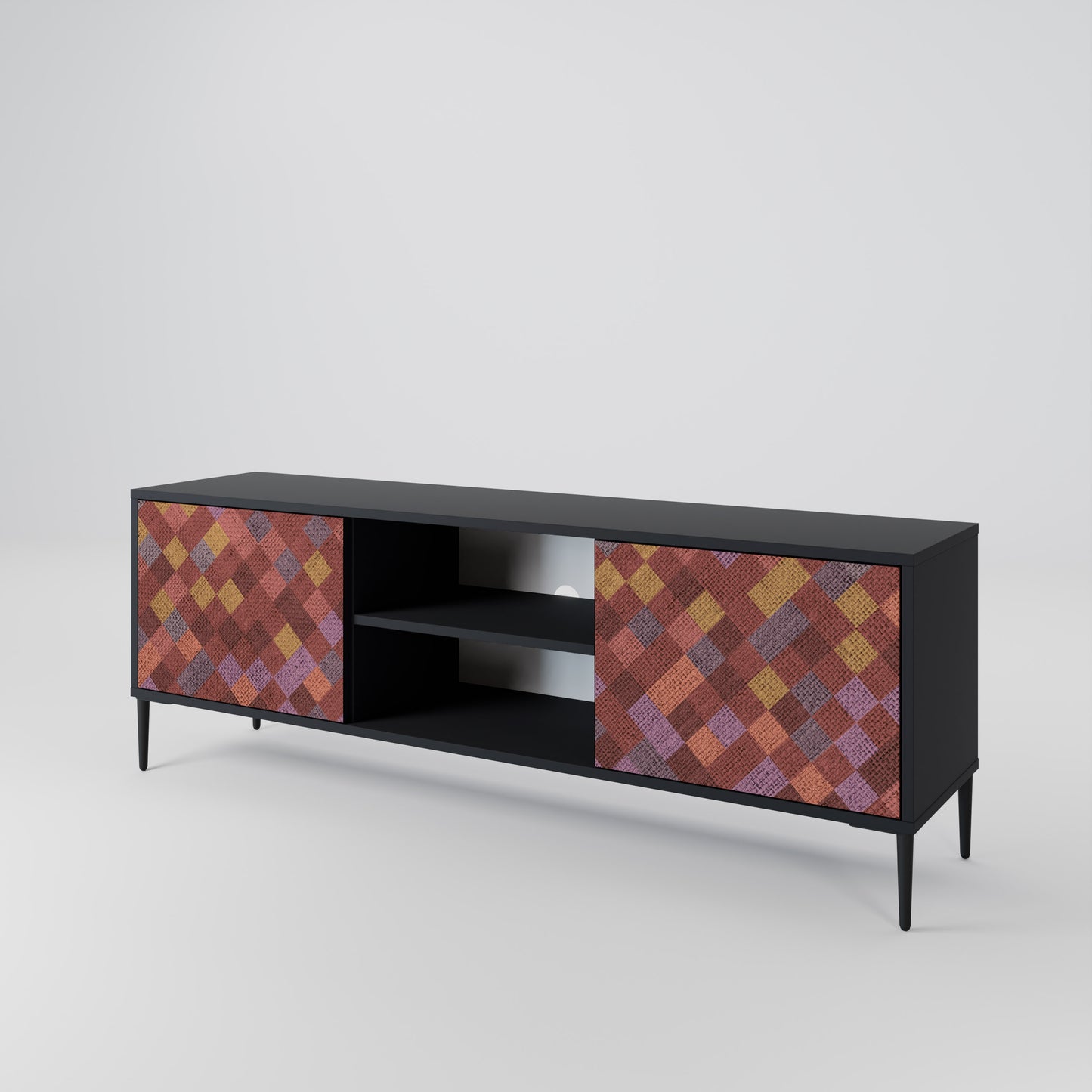 PAINTED SQUARES 2-Door TV Cabinet