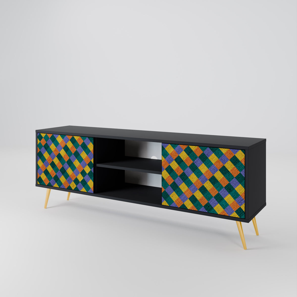 PAINTED SQUARES MIX 2-Door TV Cabinet