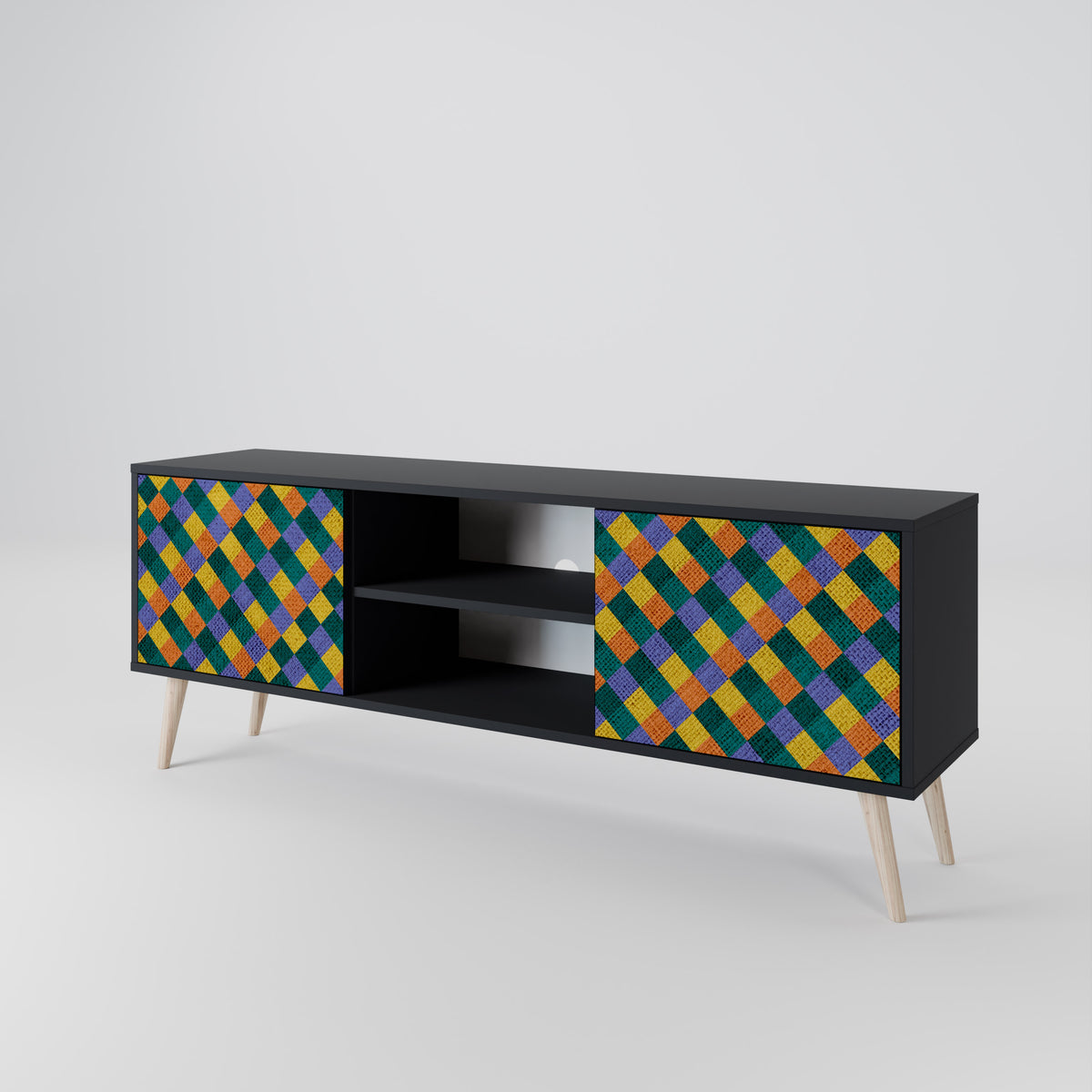 PAINTED SQUARES MIX 2-Door TV Cabinet