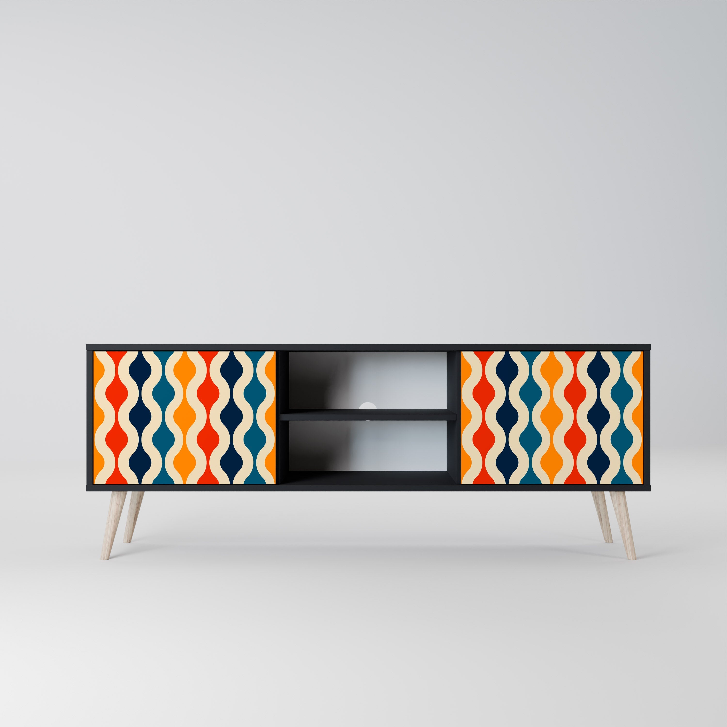 COLORFUL NOSTALGIA 2-Door TV Stand in Black Finish