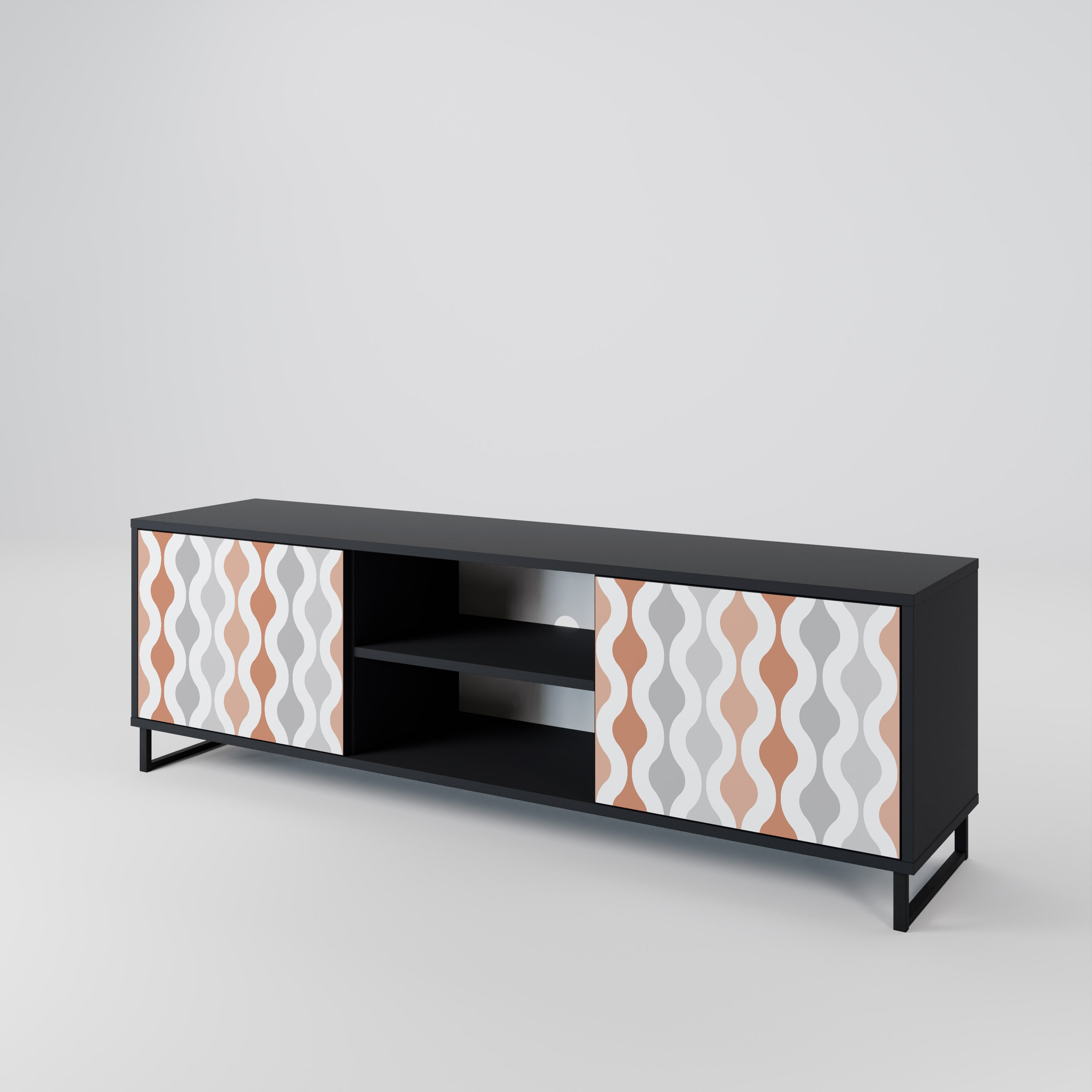 HAZY NOSTALGIA 2-Door TV Stand in Black Finish