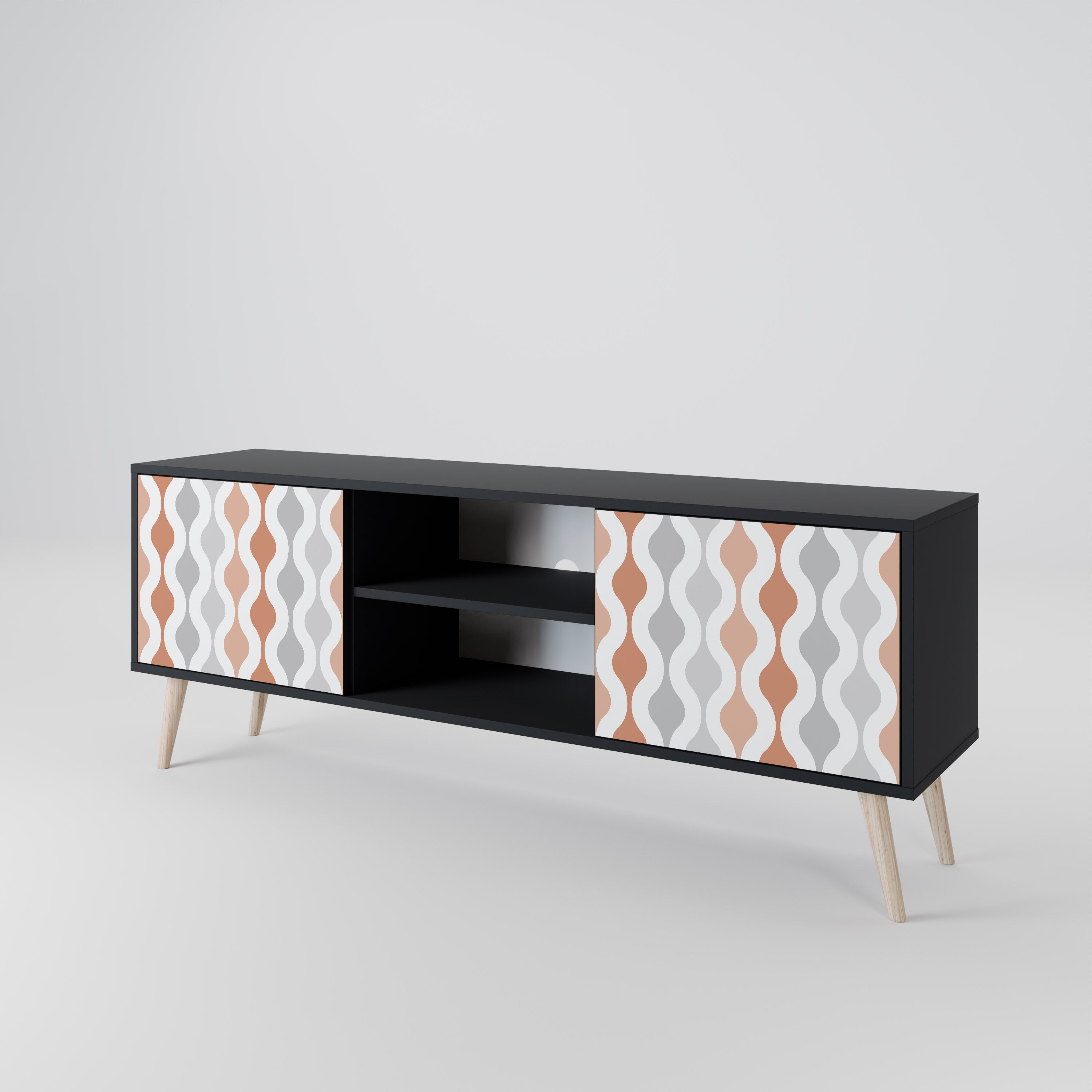 HAZY NOSTALGIA 2-Door TV Stand in Black Finish