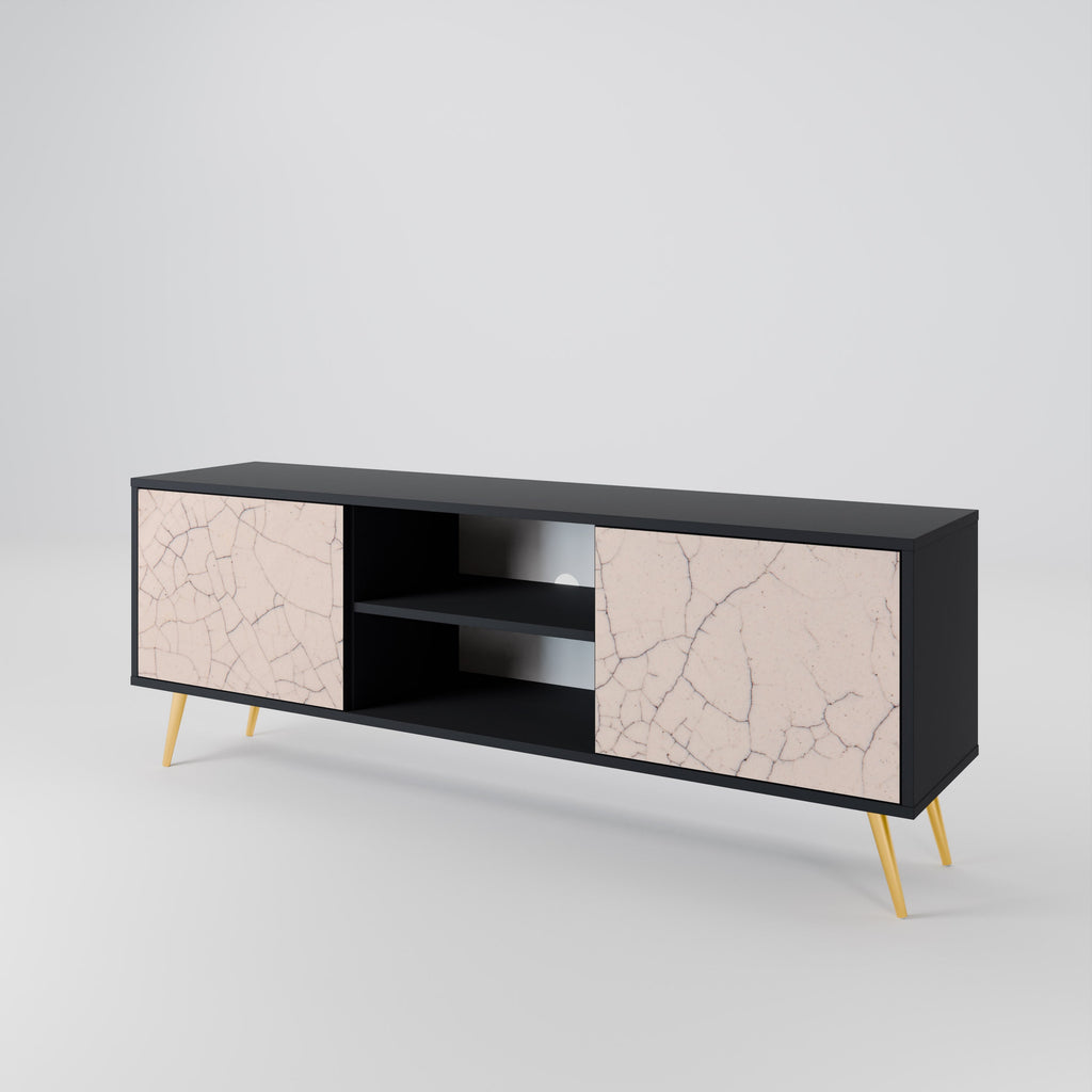 CERAMIC TEXTURE 2-Door TV Stand in Black Finish