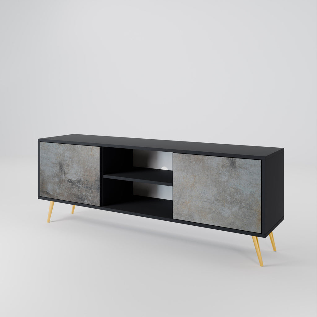 CONCRETE WALL 2-Door TV Stand in Black Finish