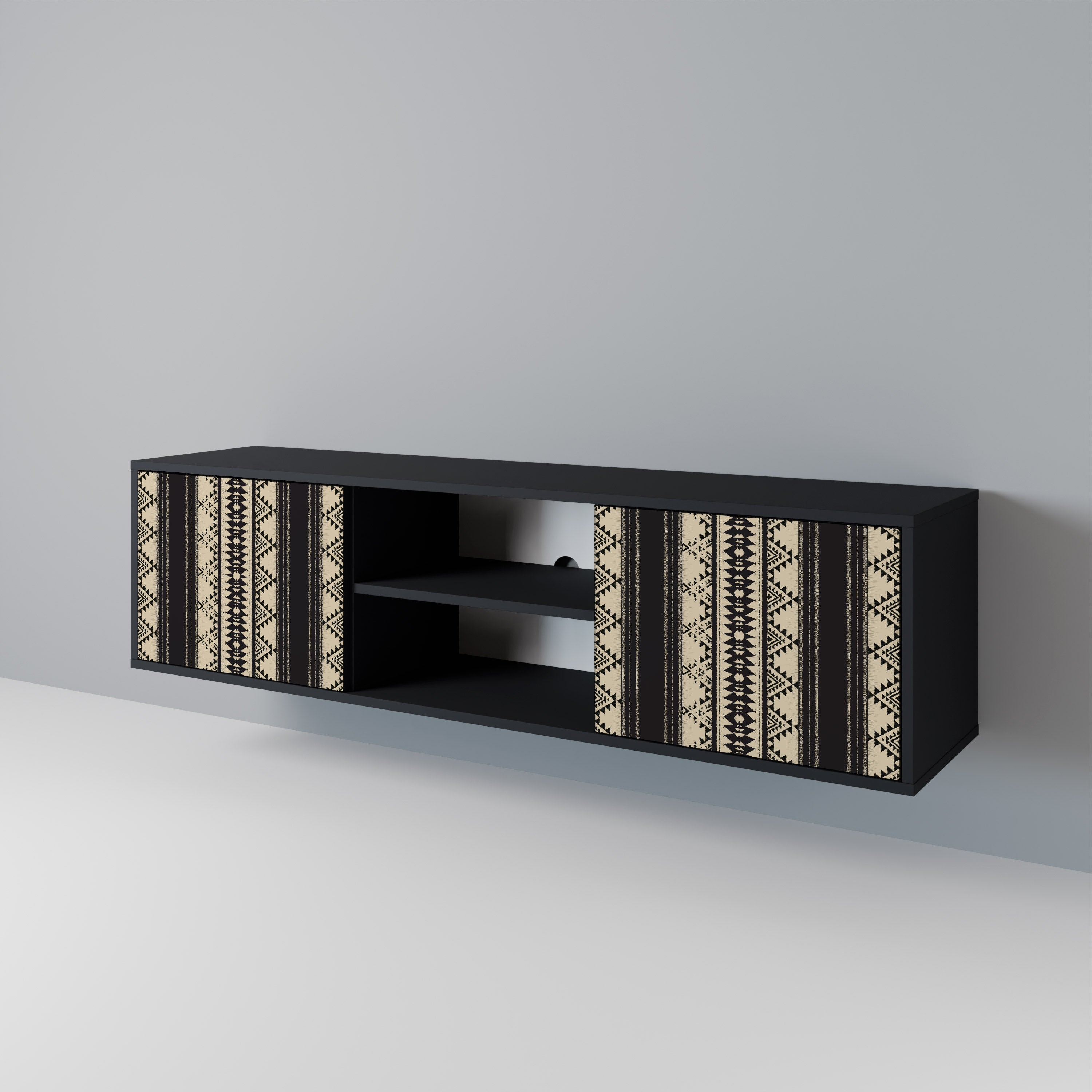 Meuble TV 2 portes AZTEC finition noire