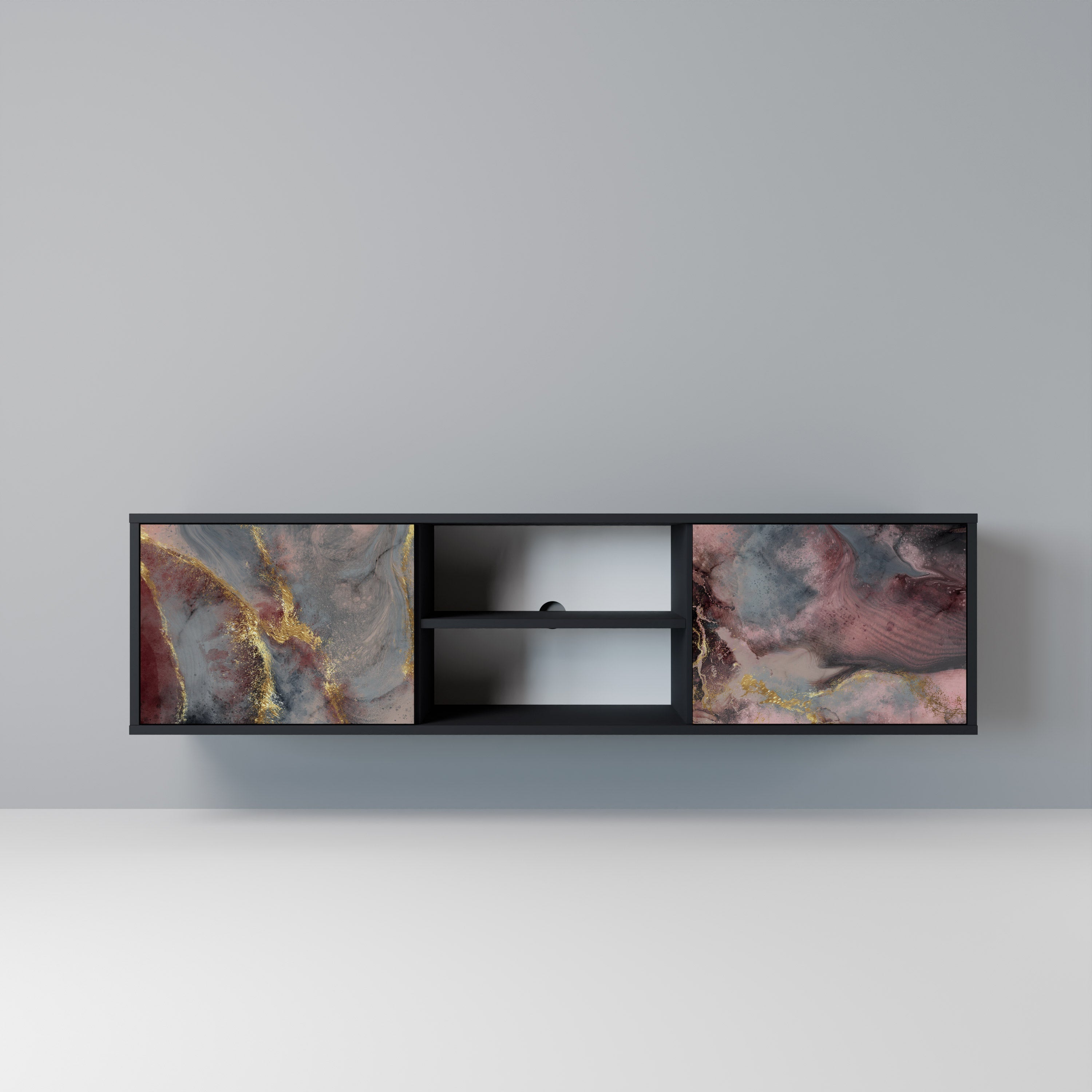 GOLDEN TIDES 2-Door TV Stand in Black Finish