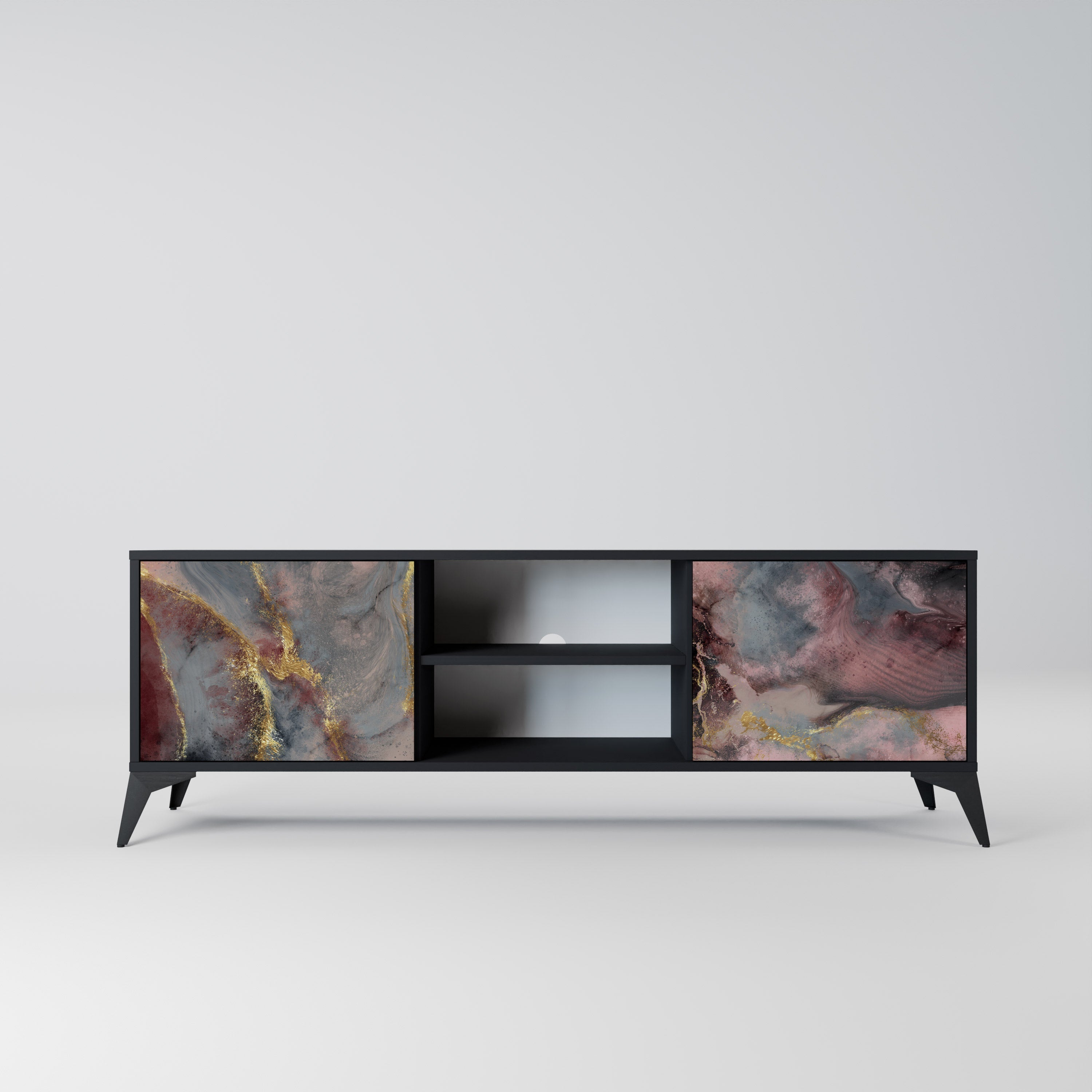 GOLDEN TIDES 2-Door TV Stand in Black Finish