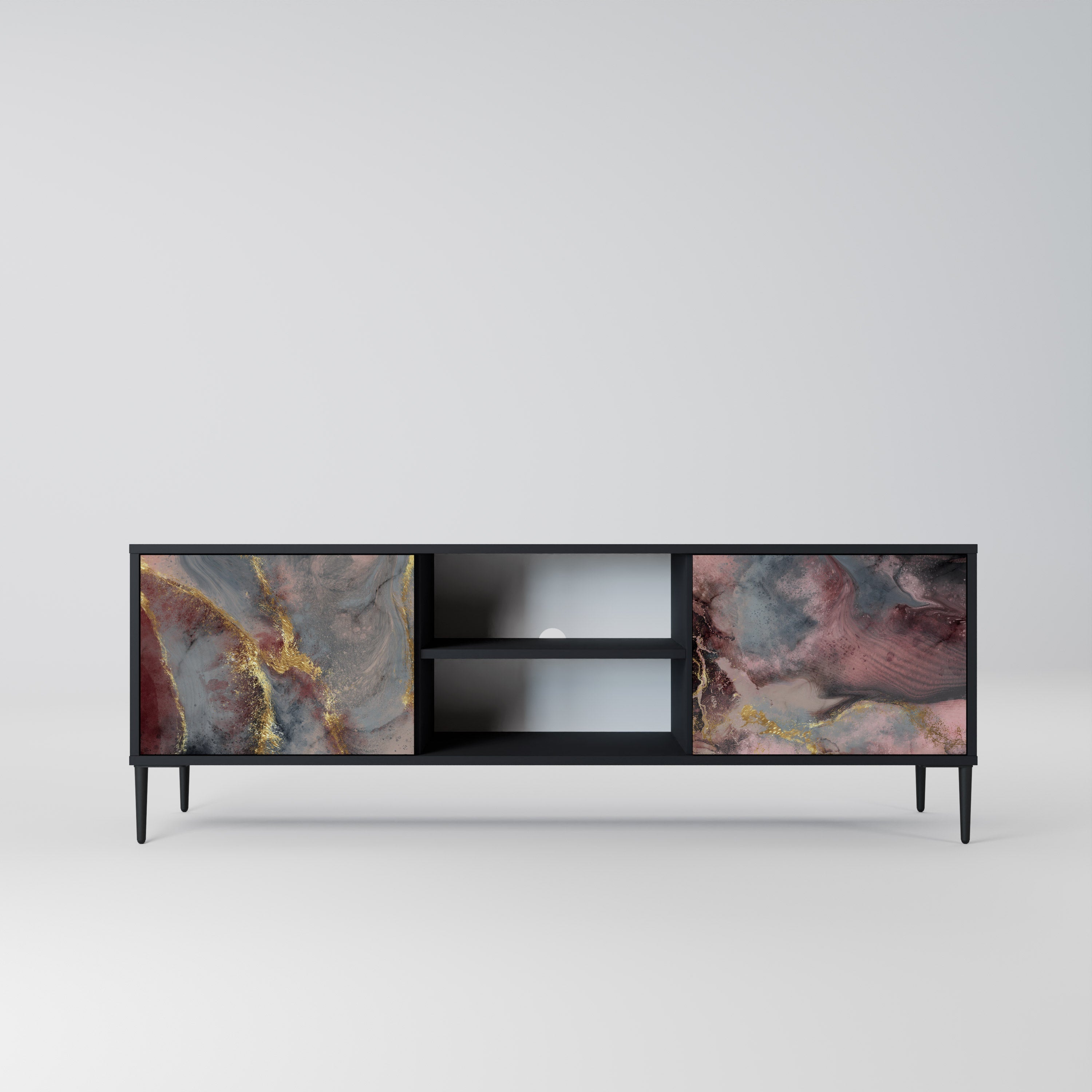 GOLDEN TIDES 2-Door TV Stand in Black Finish