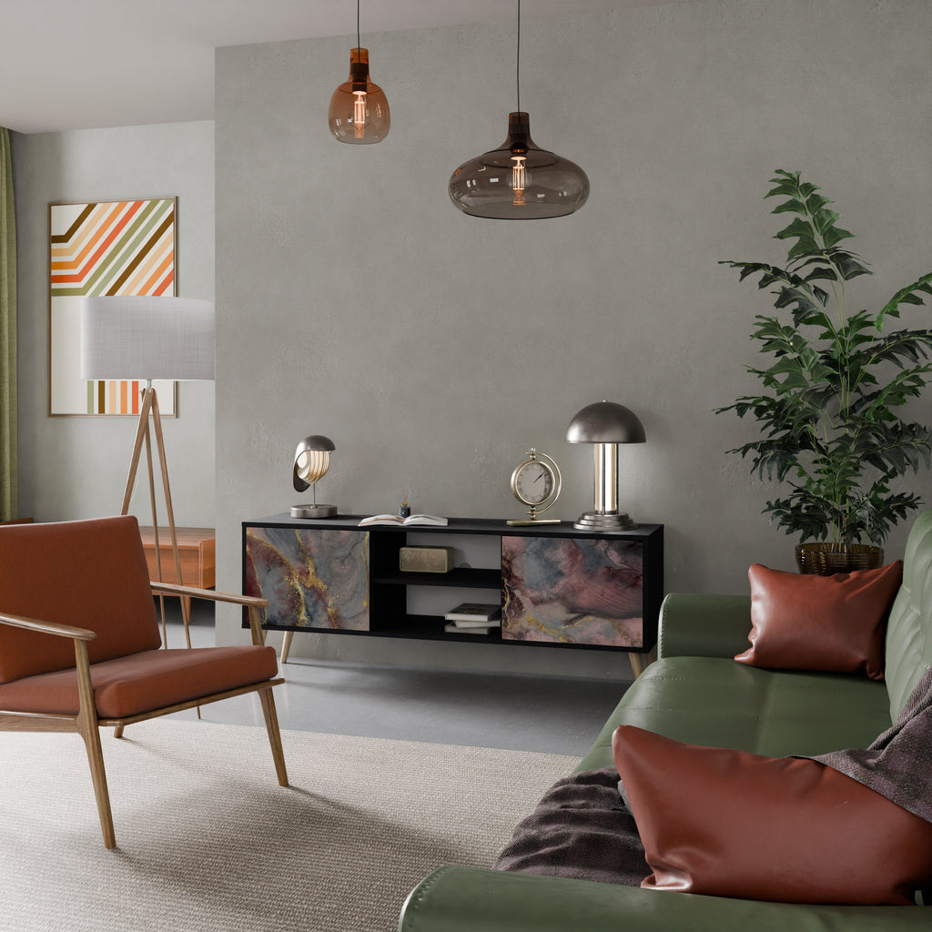 GOLDEN TIDES 2-Door TV Stand in Black Finish