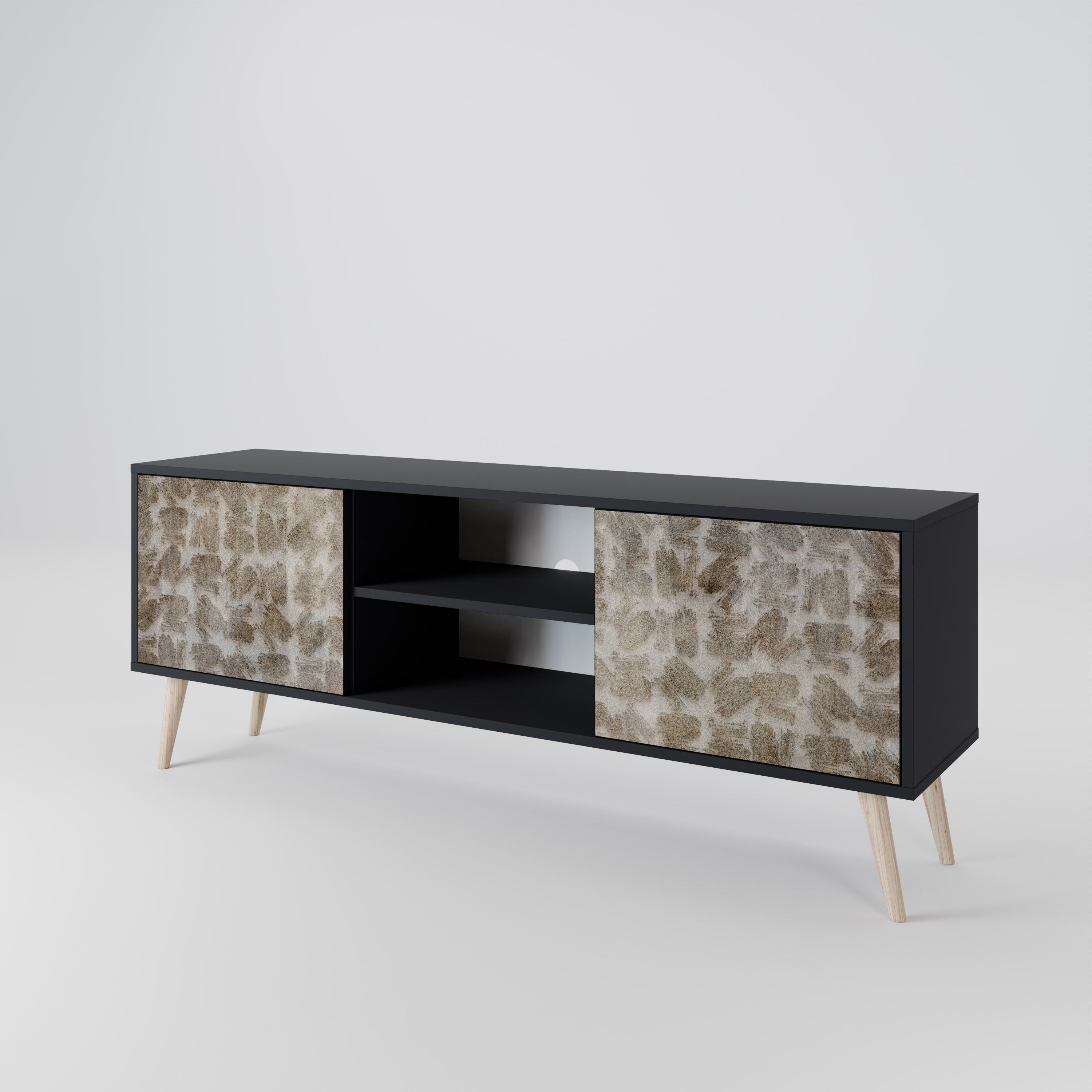 SLIGHTLY BLURRED 2-Door TV Stand in Black Finish