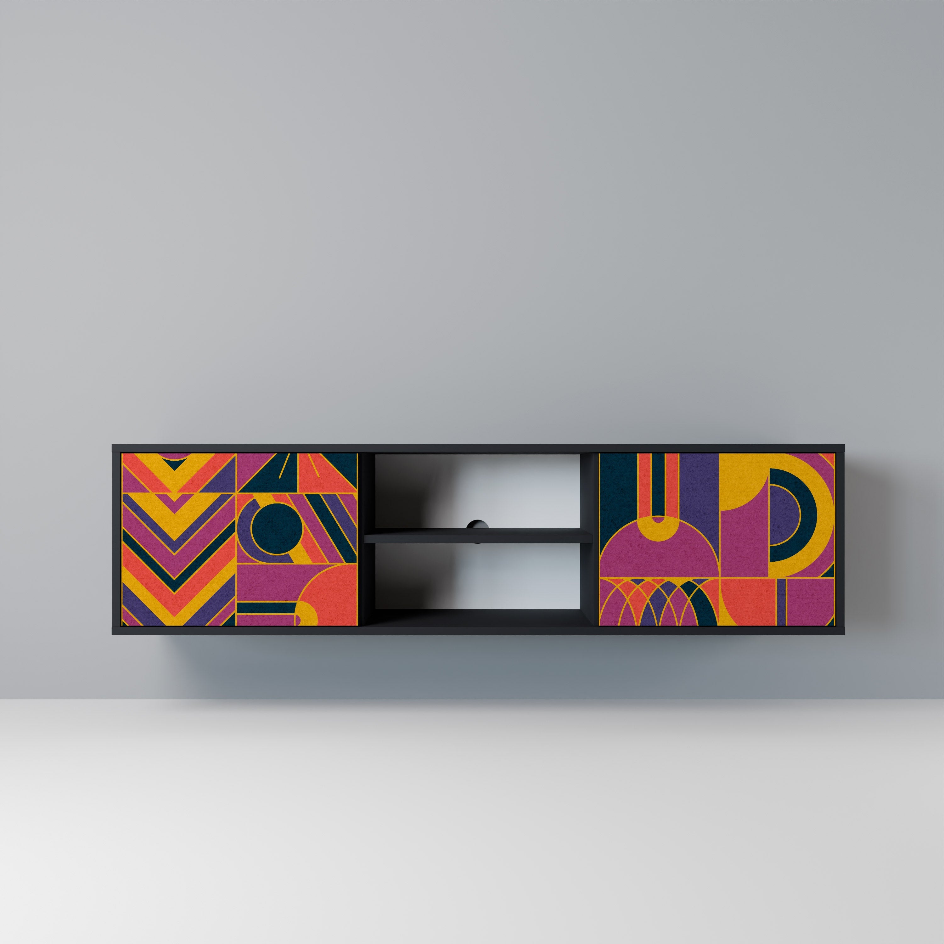 ELECTRIC PATTERNS 2-Door TV Stand in Black Finish