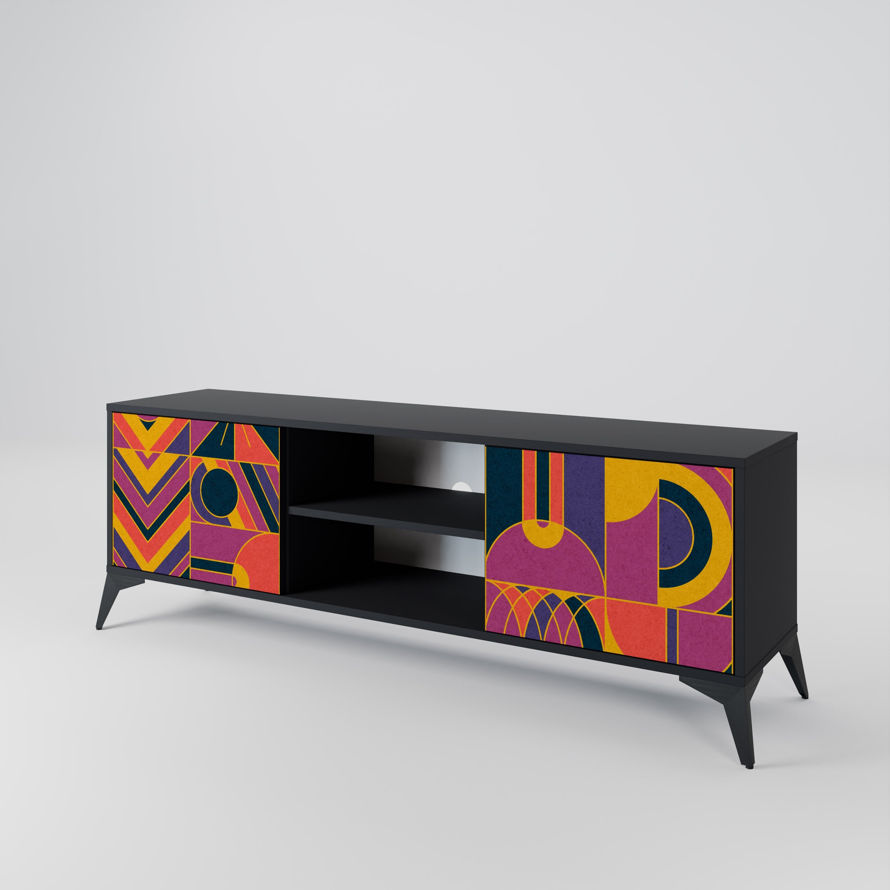 ELECTRIC PATTERNS 2-Door TV Stand in Black Finish