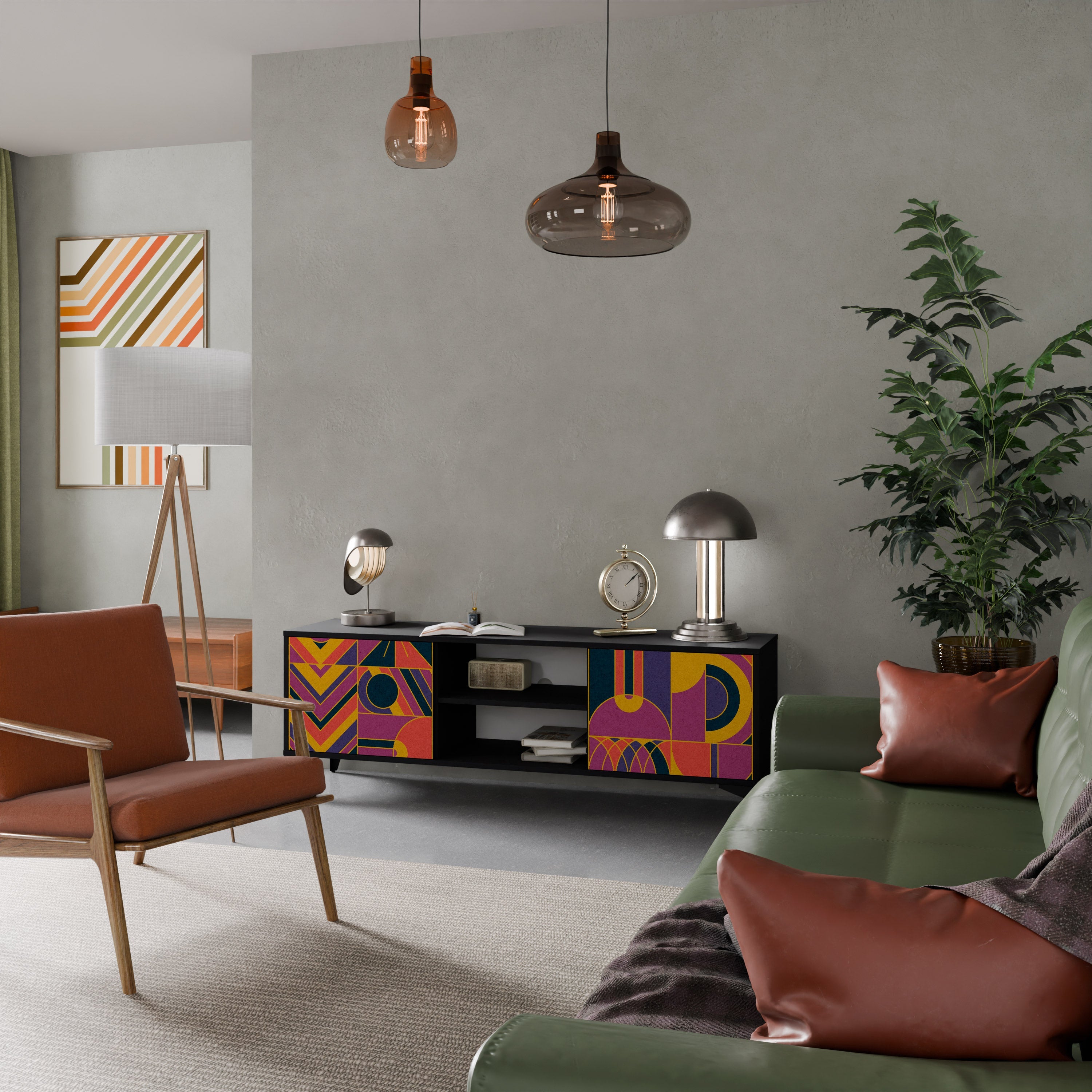 ELECTRIC PATTERNS 2-Door TV Stand in Black Finish