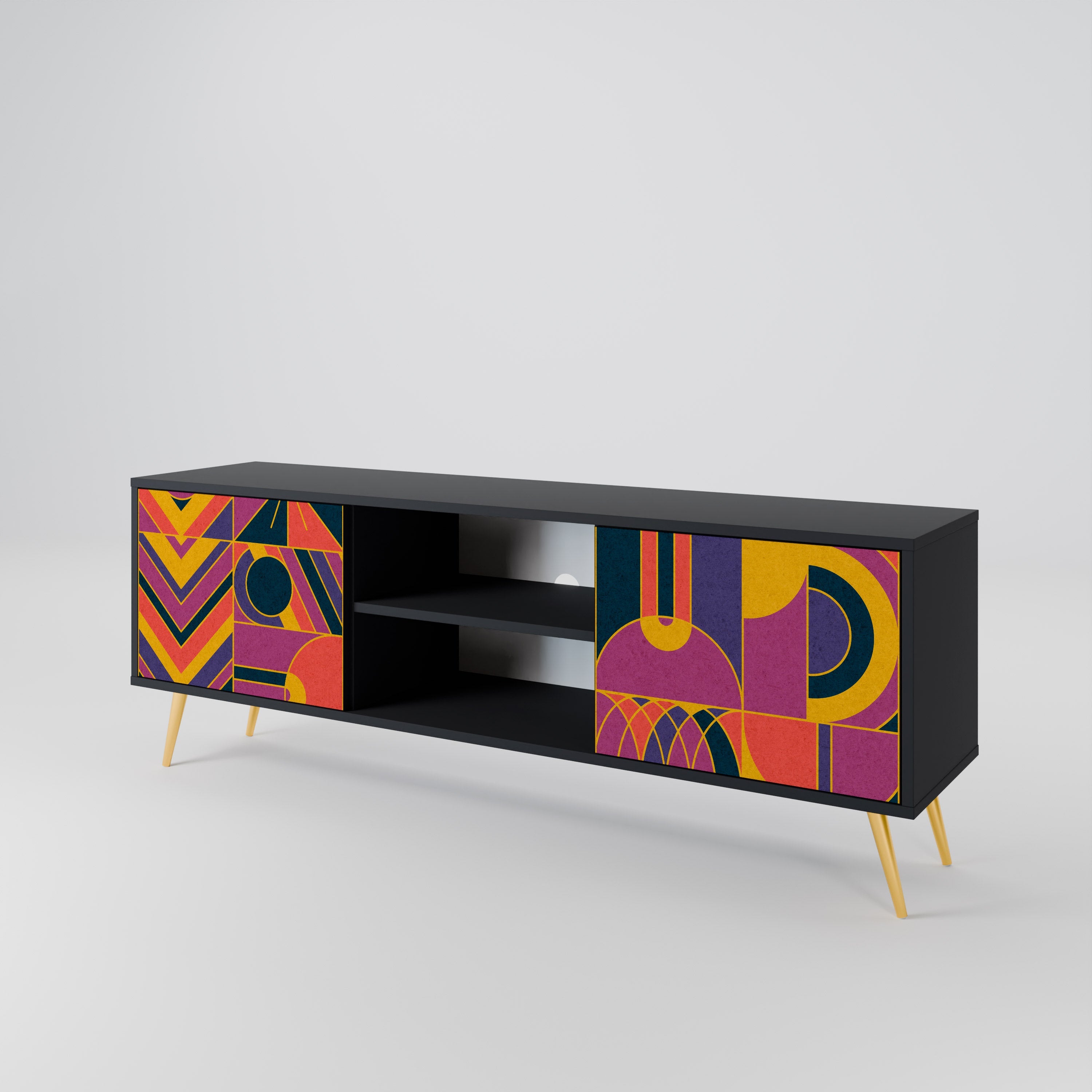 ELECTRIC PATTERNS 2-Door TV Stand in Black Finish