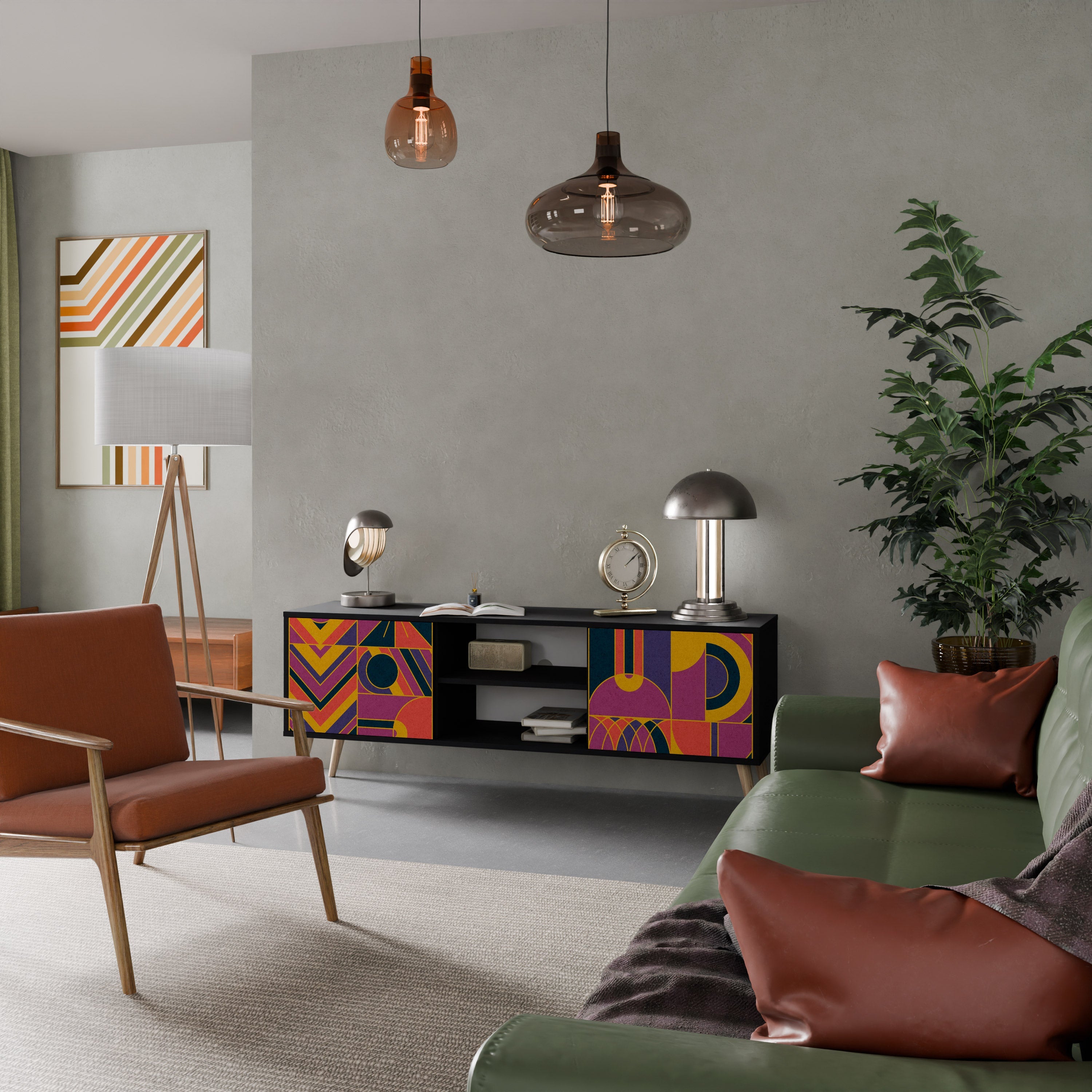 ELECTRIC PATTERNS 2-Door TV Stand in Black Finish